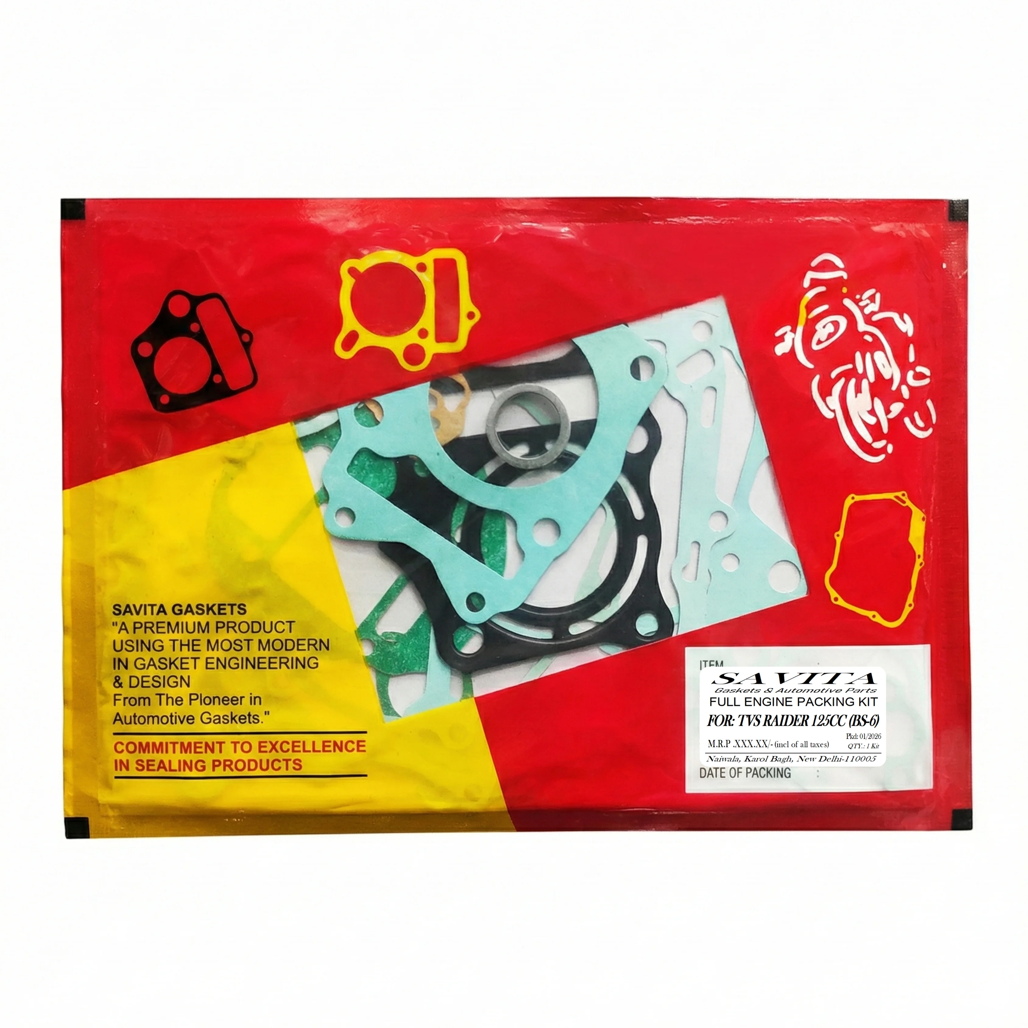 TVS Raider 125 Premium Full Engine Gasket & Packing Kit – Savita Auto Parts