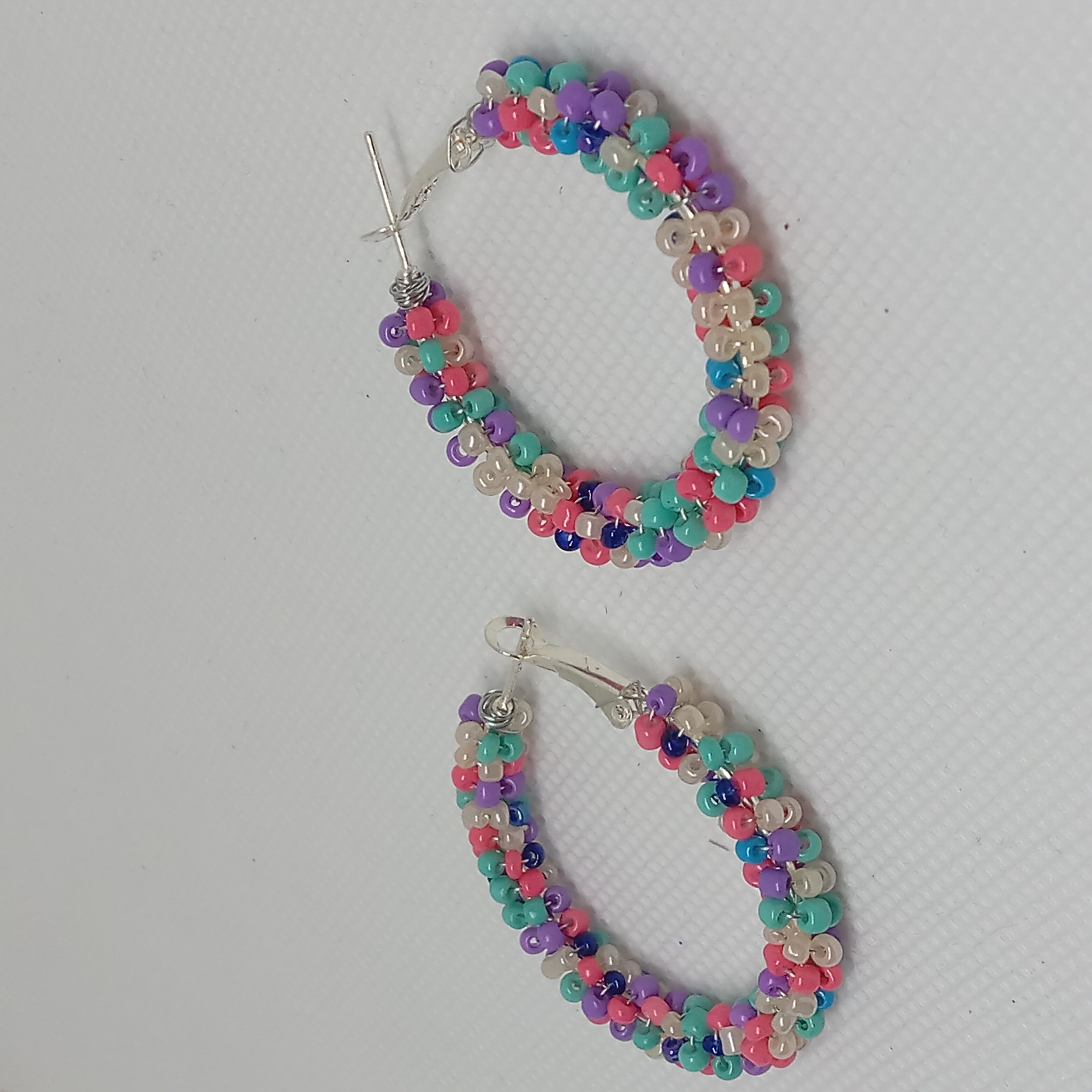 Colorful Beaded Hoop Earrings