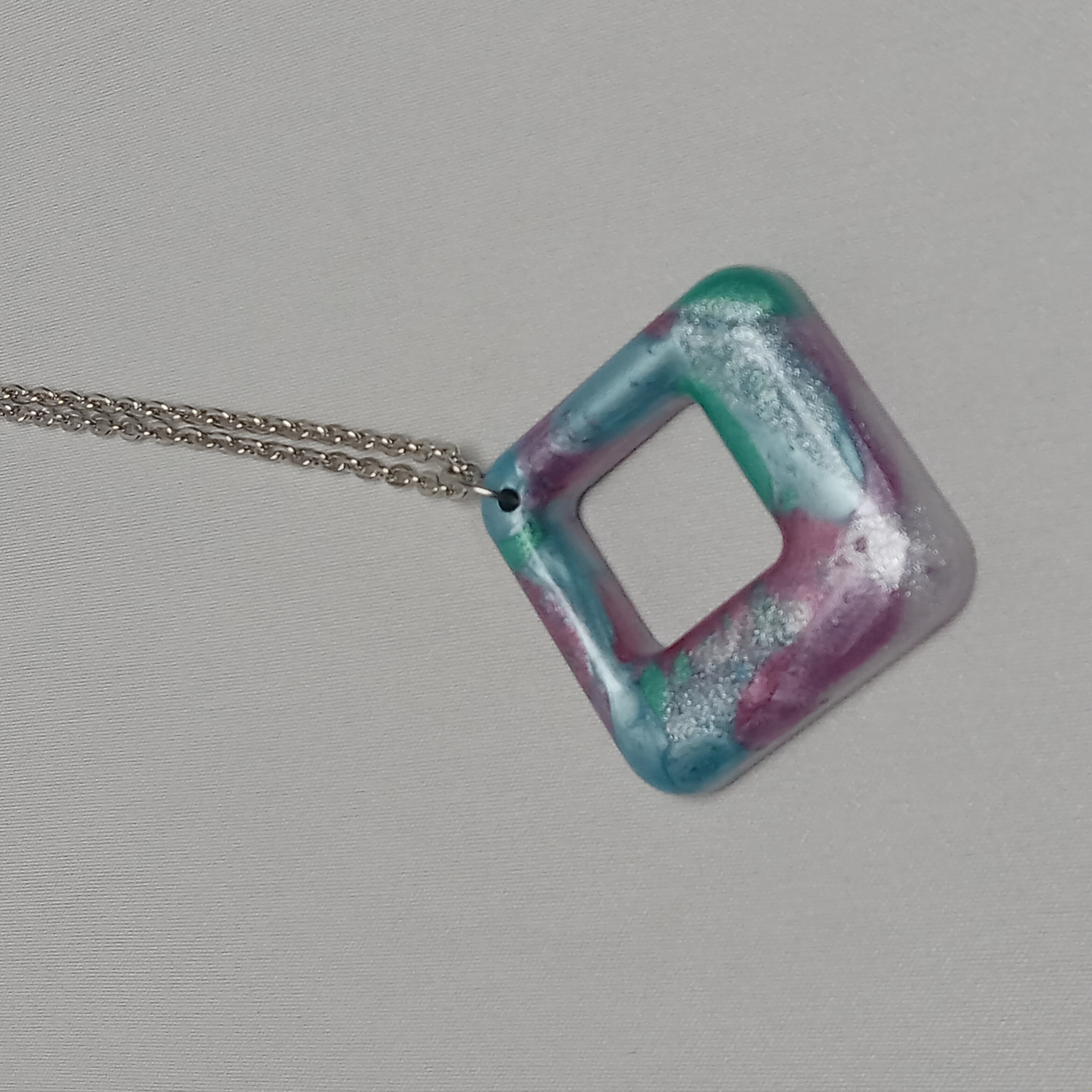 Geometric Resin Pendant Necklace