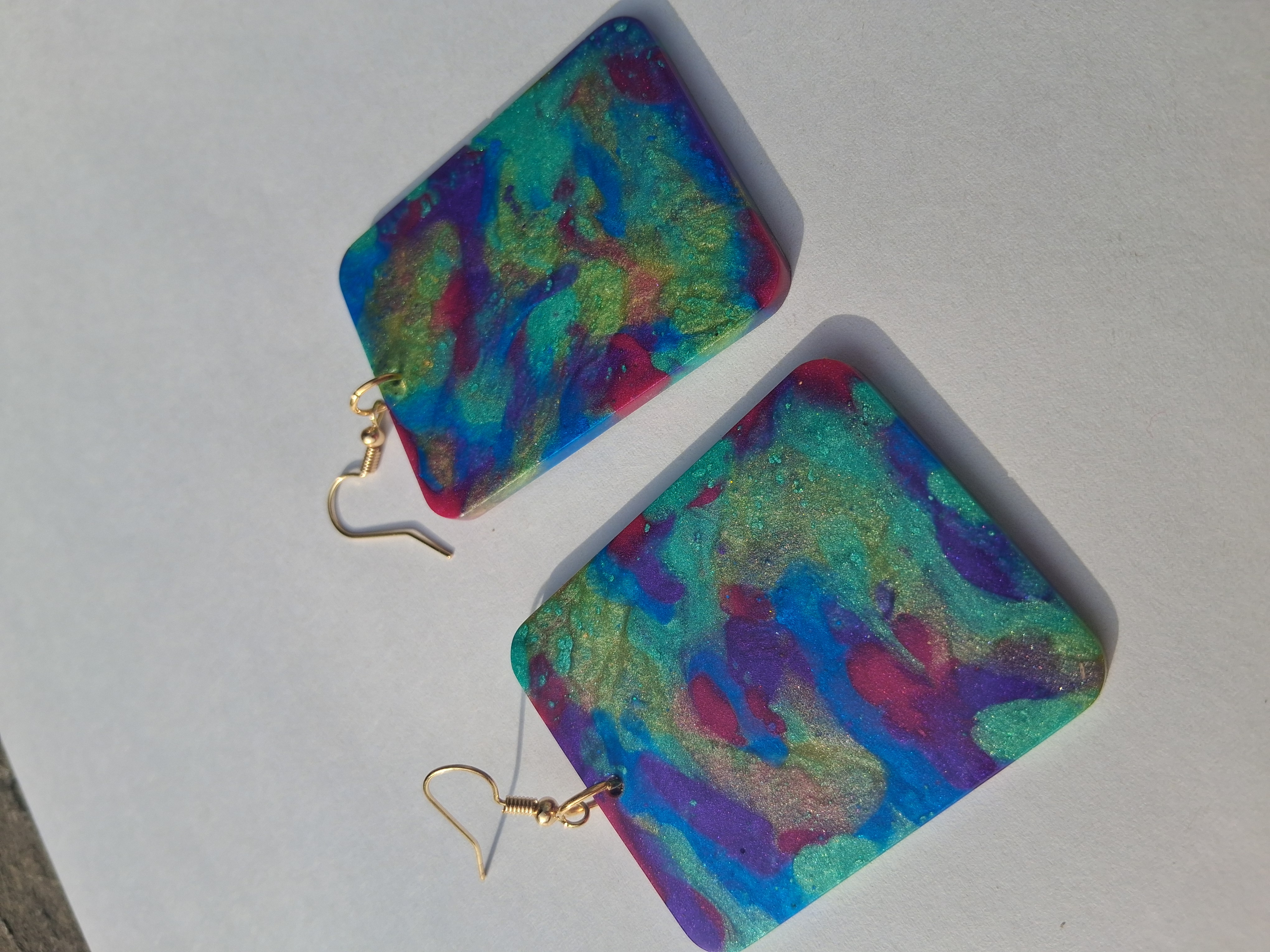 Multicolor Abstract Rectangle Earrings