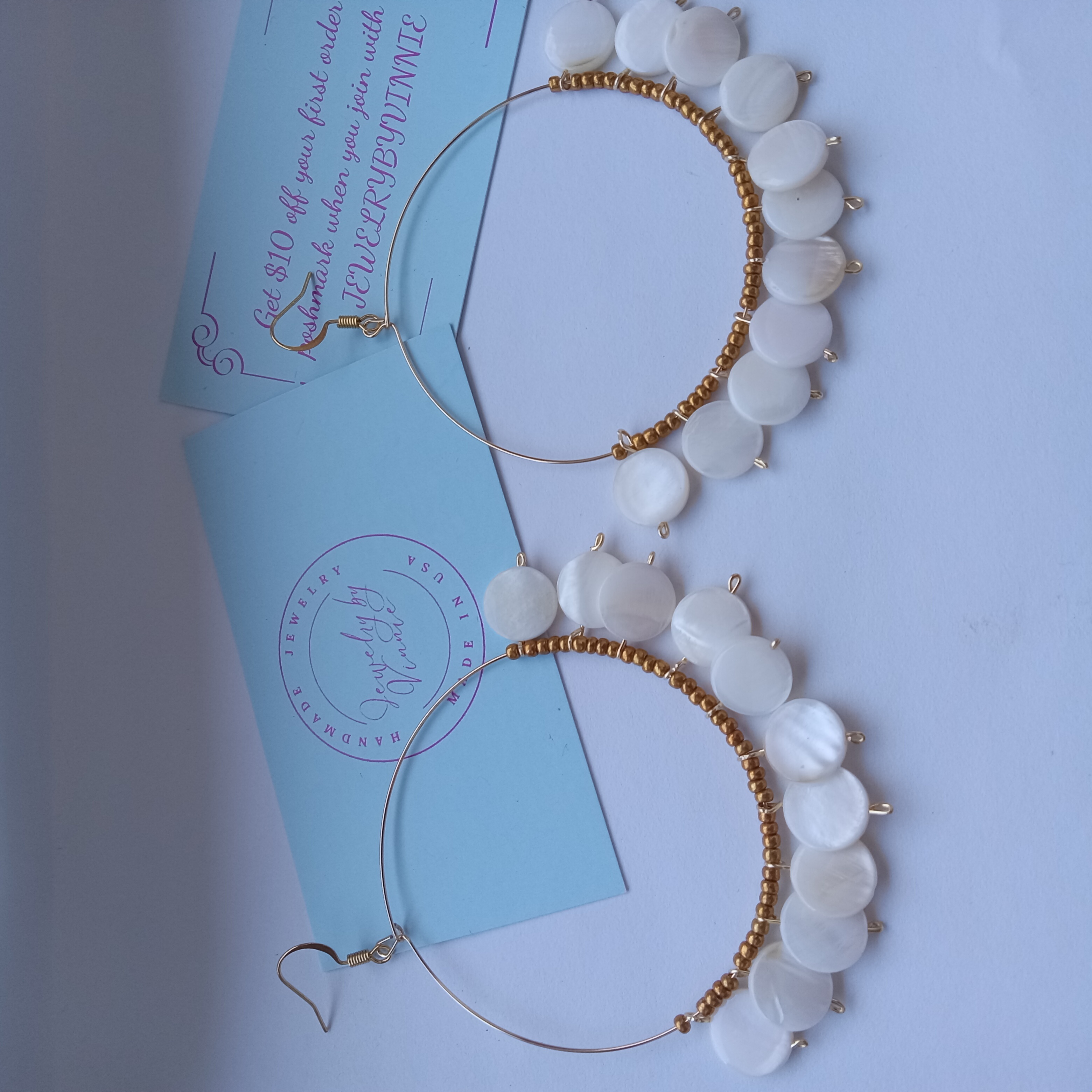 Shell & Gold Hoop Earrings