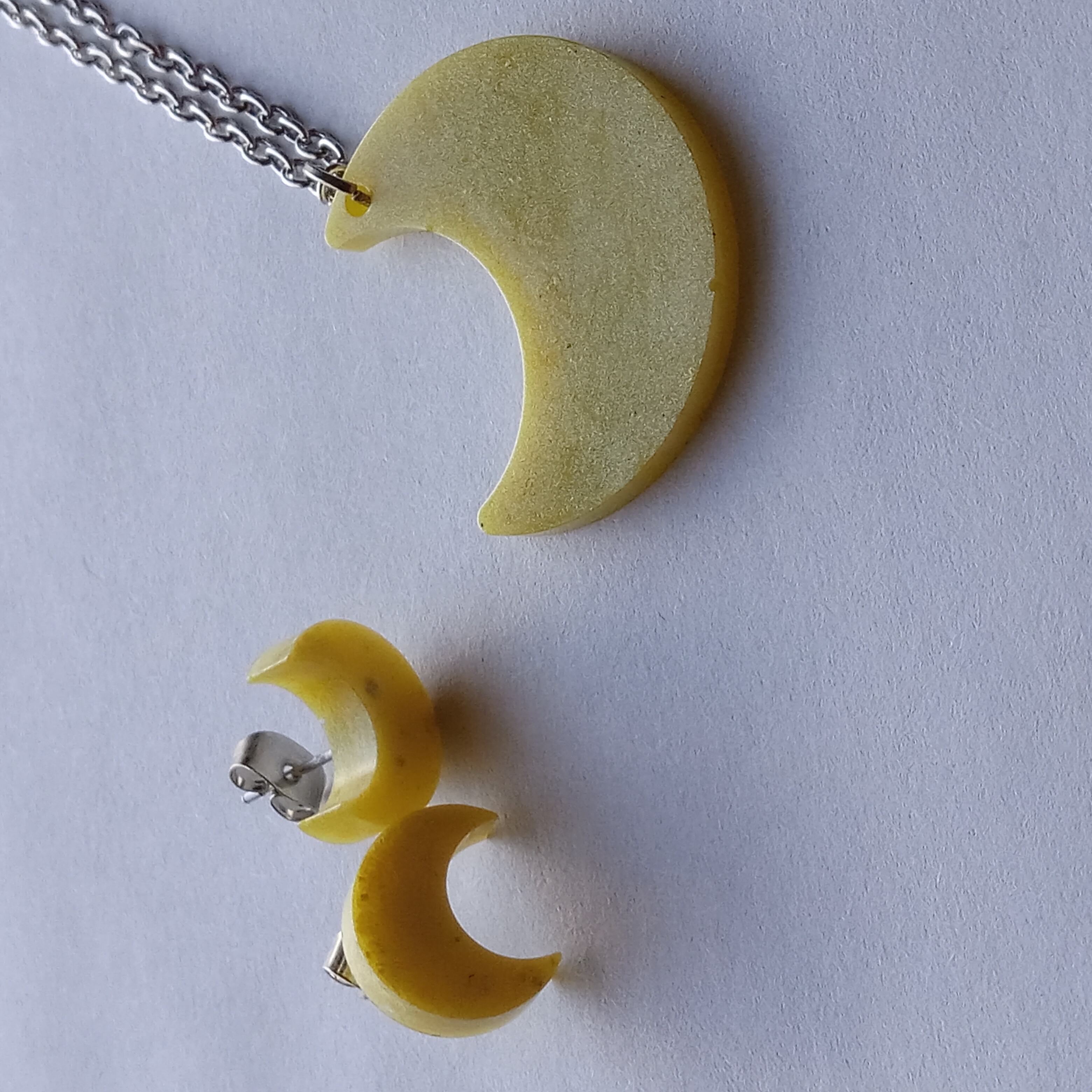 Yellow Crescent Moon Jewelry Set