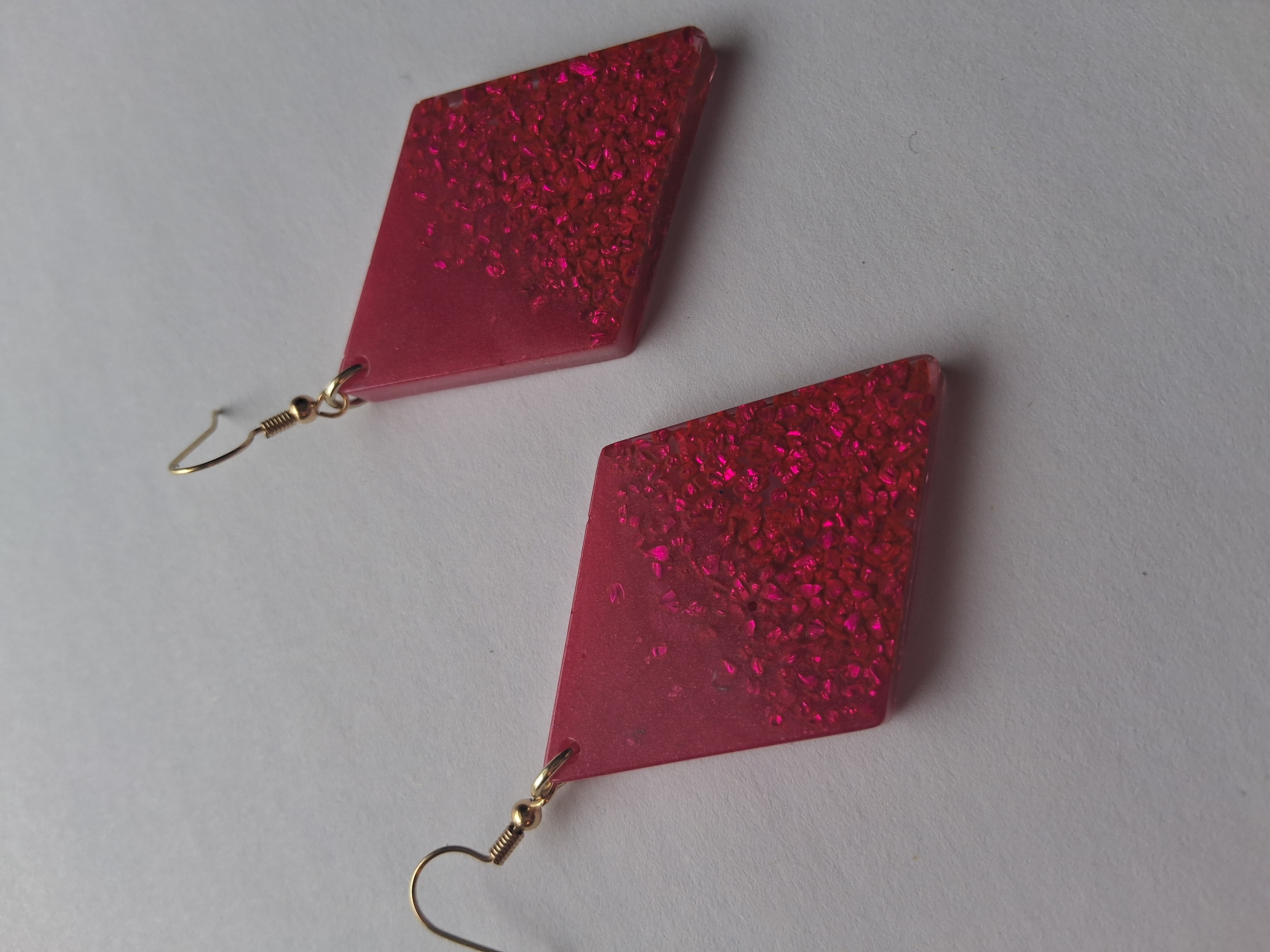  Rose Red Glitter Diamond Earrings