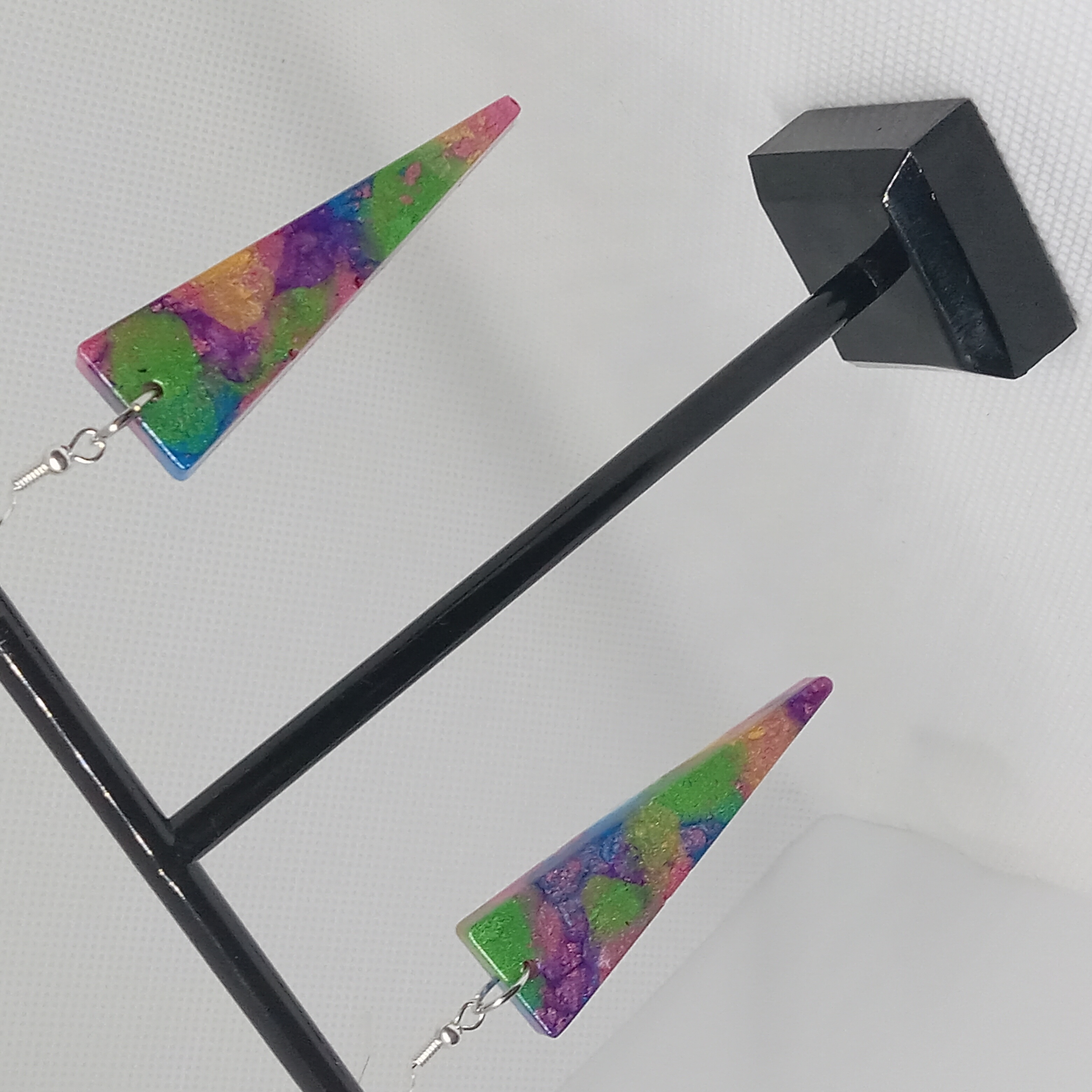 Geometric Rainbow Resin Earrings