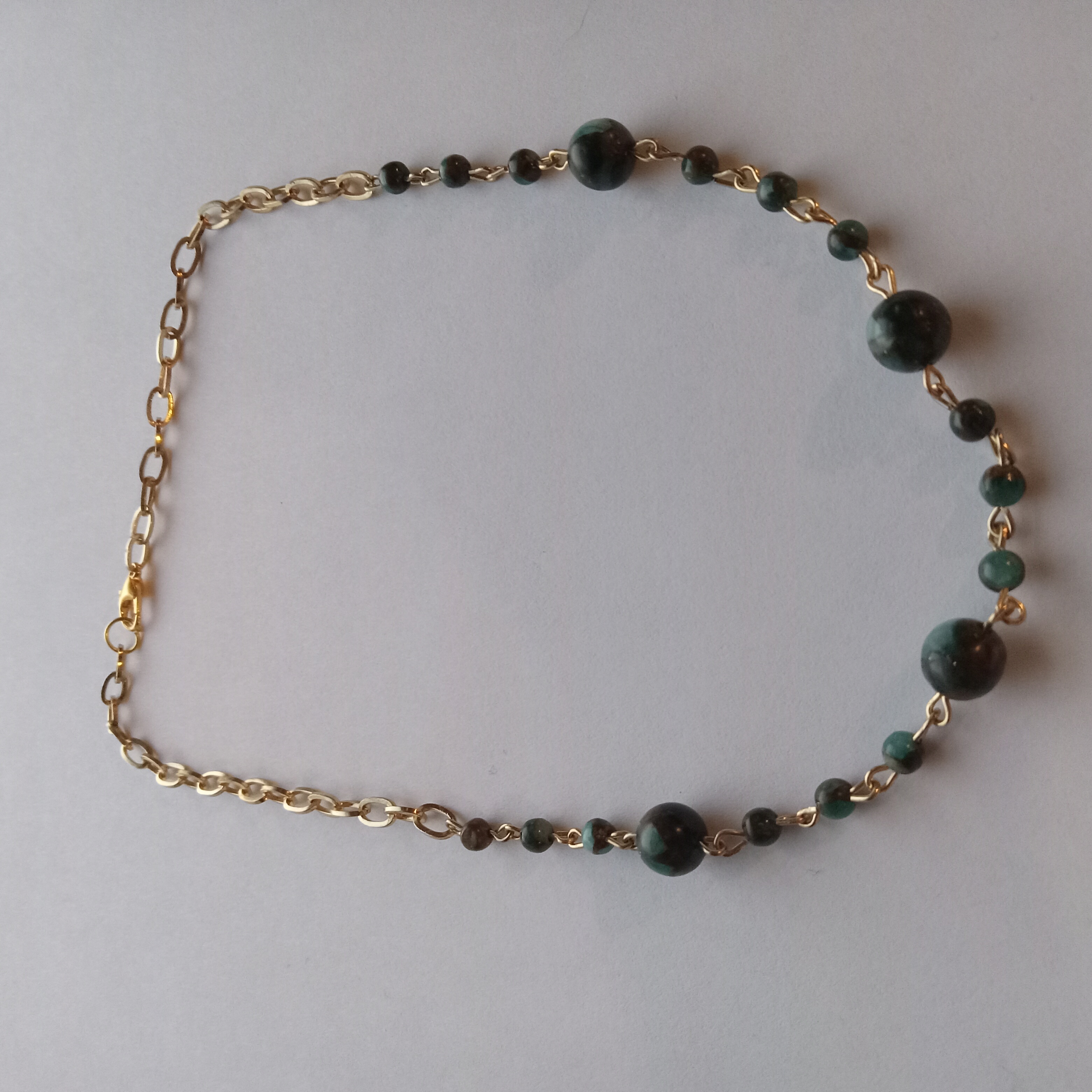 Green Bead Gold Chain Necklace