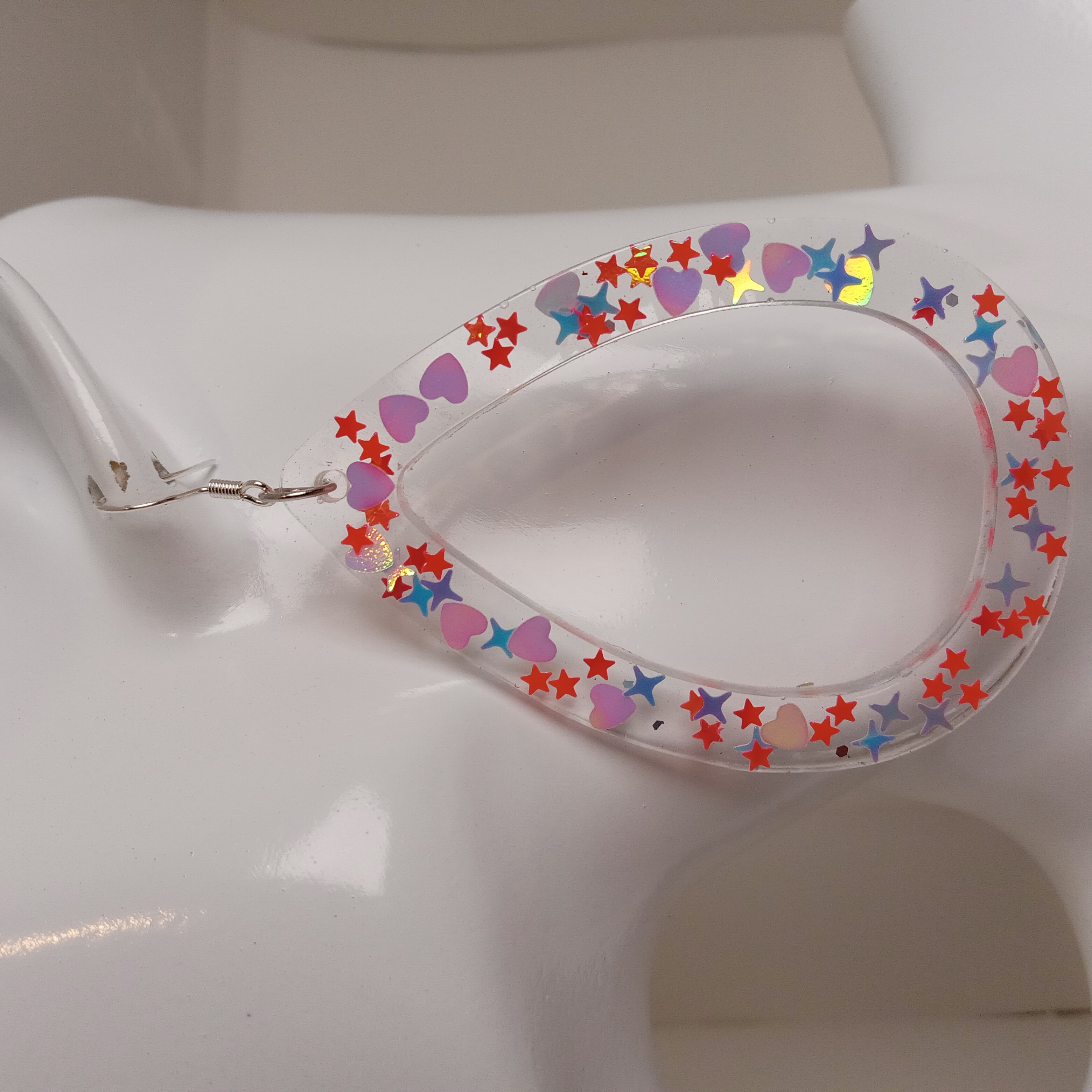 Colorful Heart & Star Resin Hoop Earrings