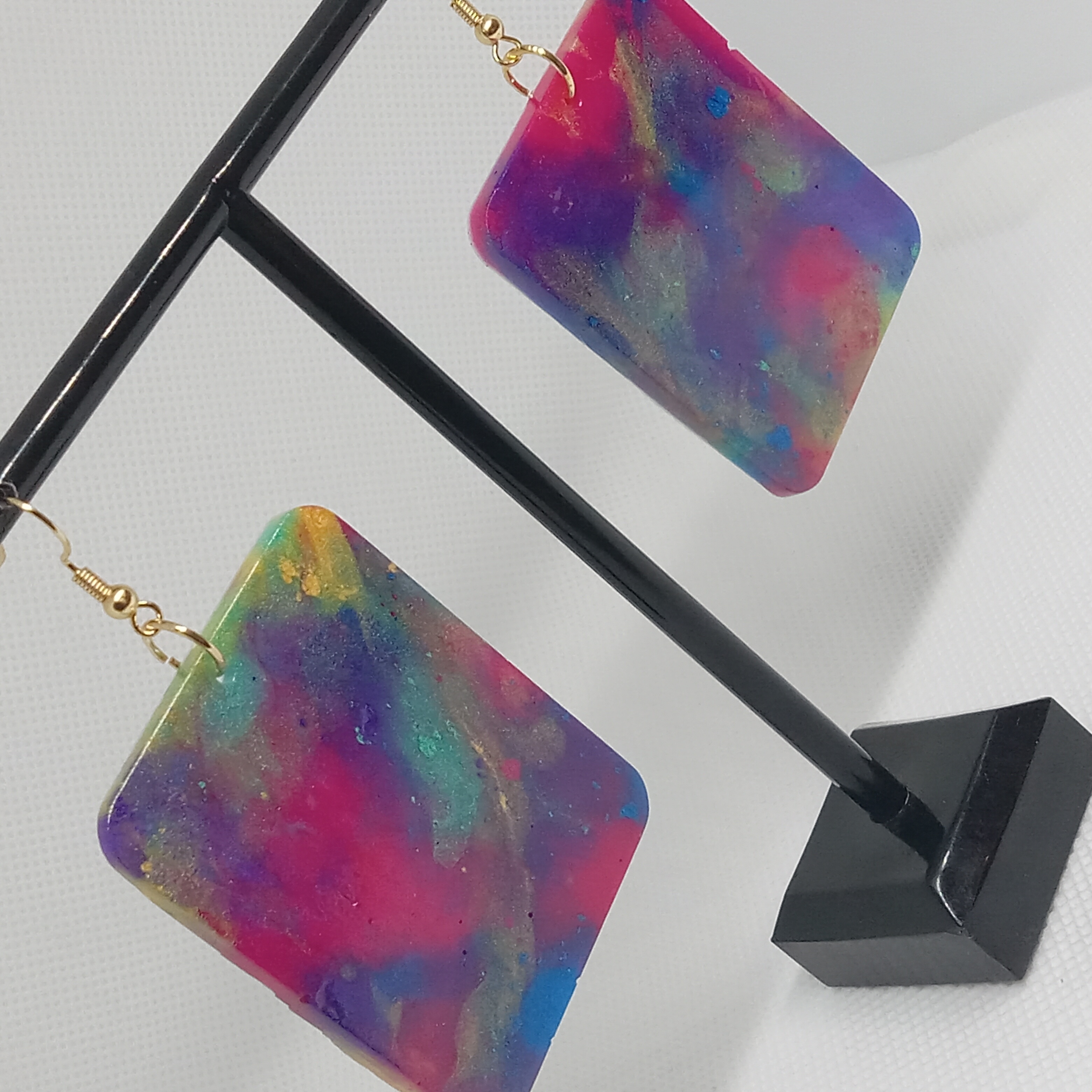 Abstract Colorful Resin Earrings