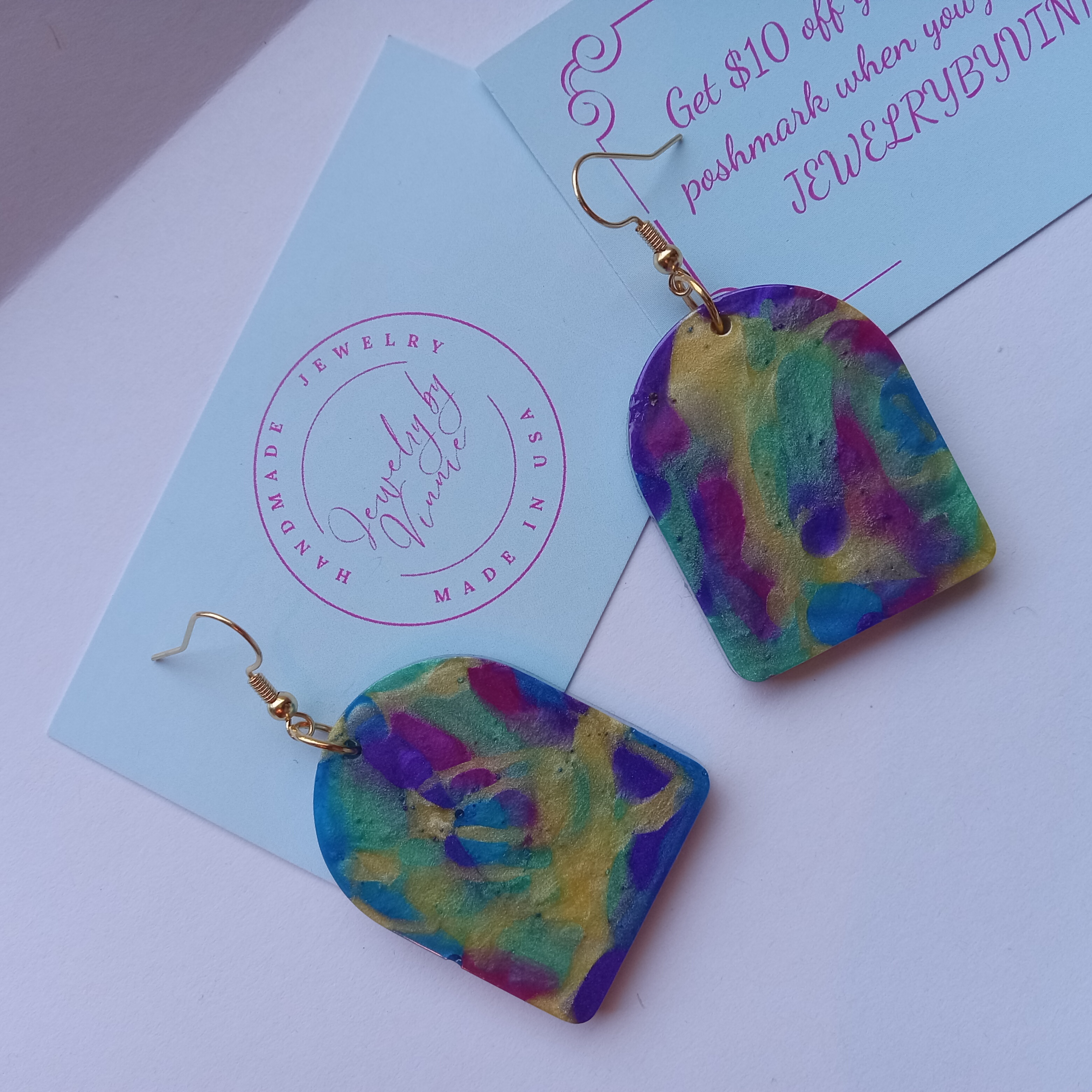 Colorful Abstract Resin Earrings