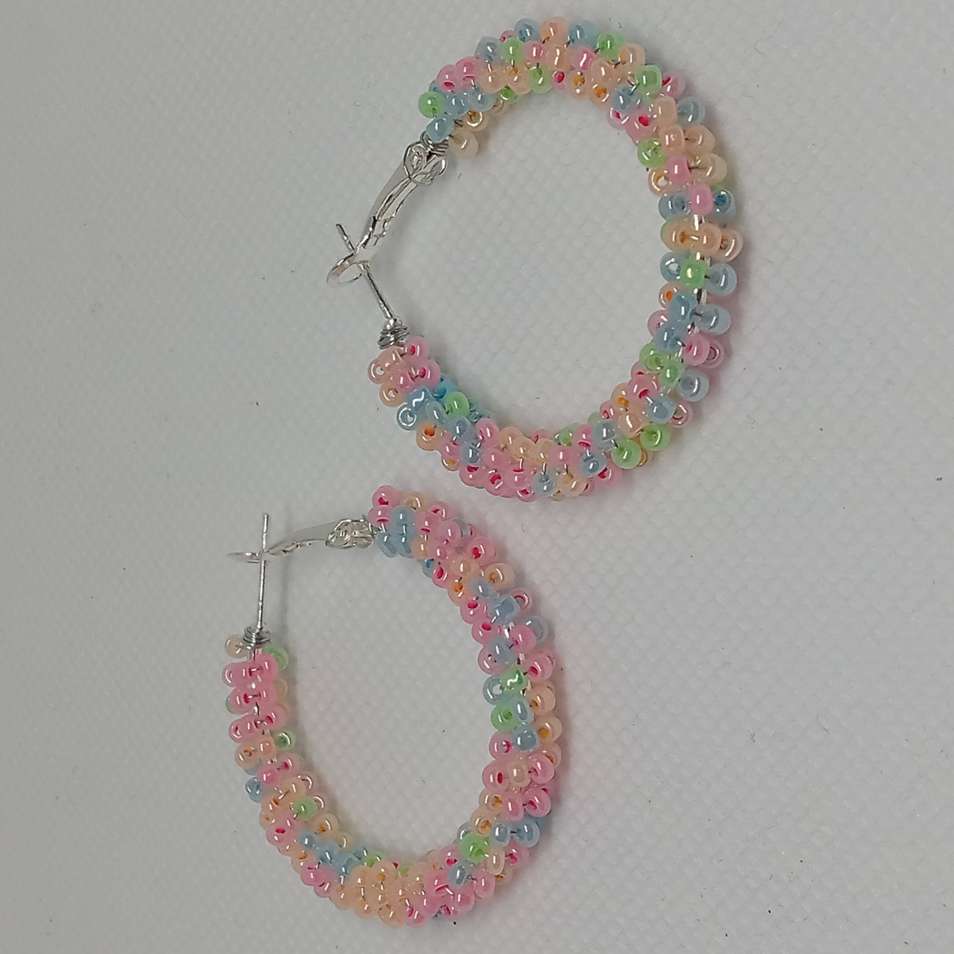 Rainbow Beaded Hoop Earrings
