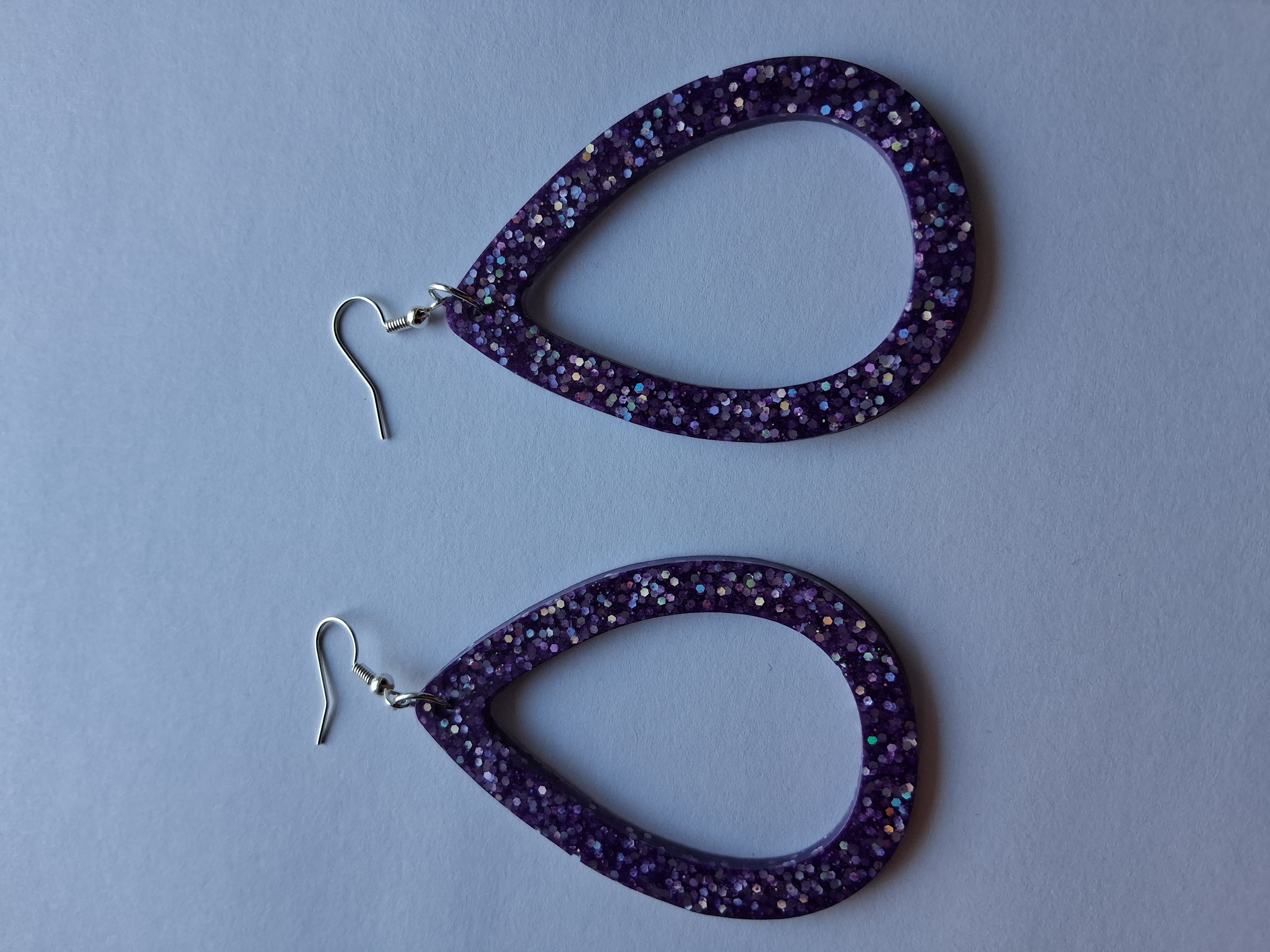 Purple Glitter Teardrop Earrings