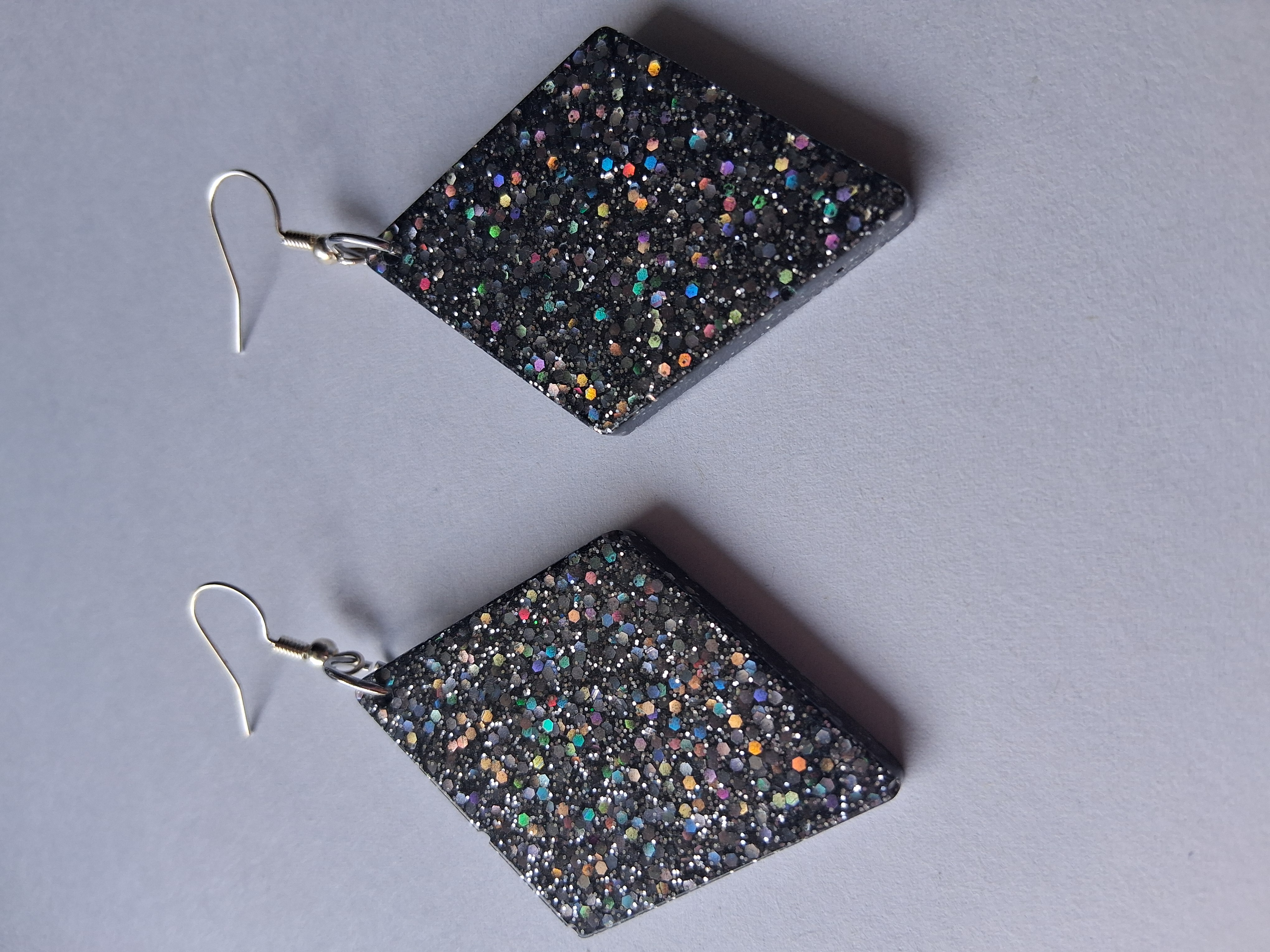 Black Glitter Resin Earrings
