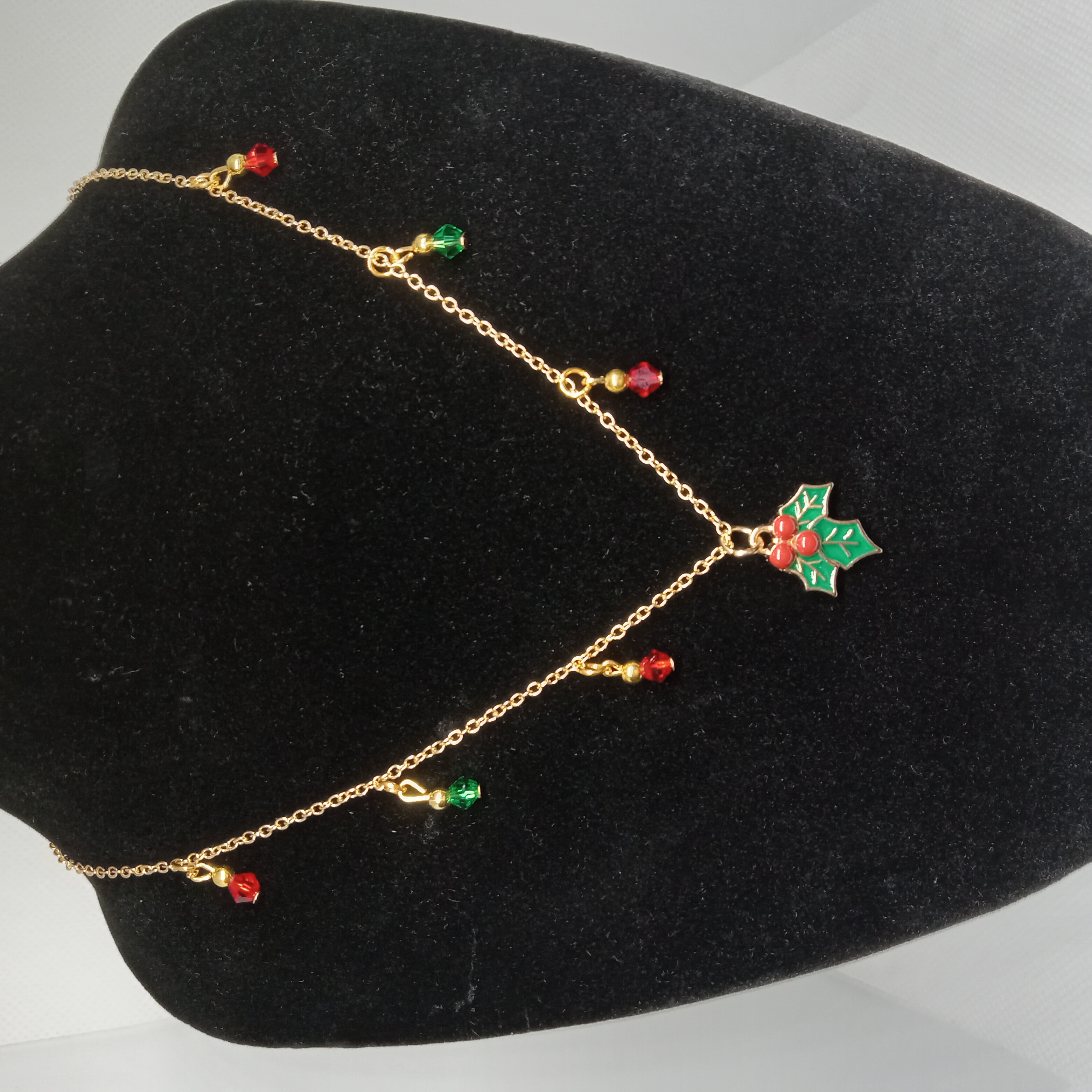 Holiday Holly Gold Necklace