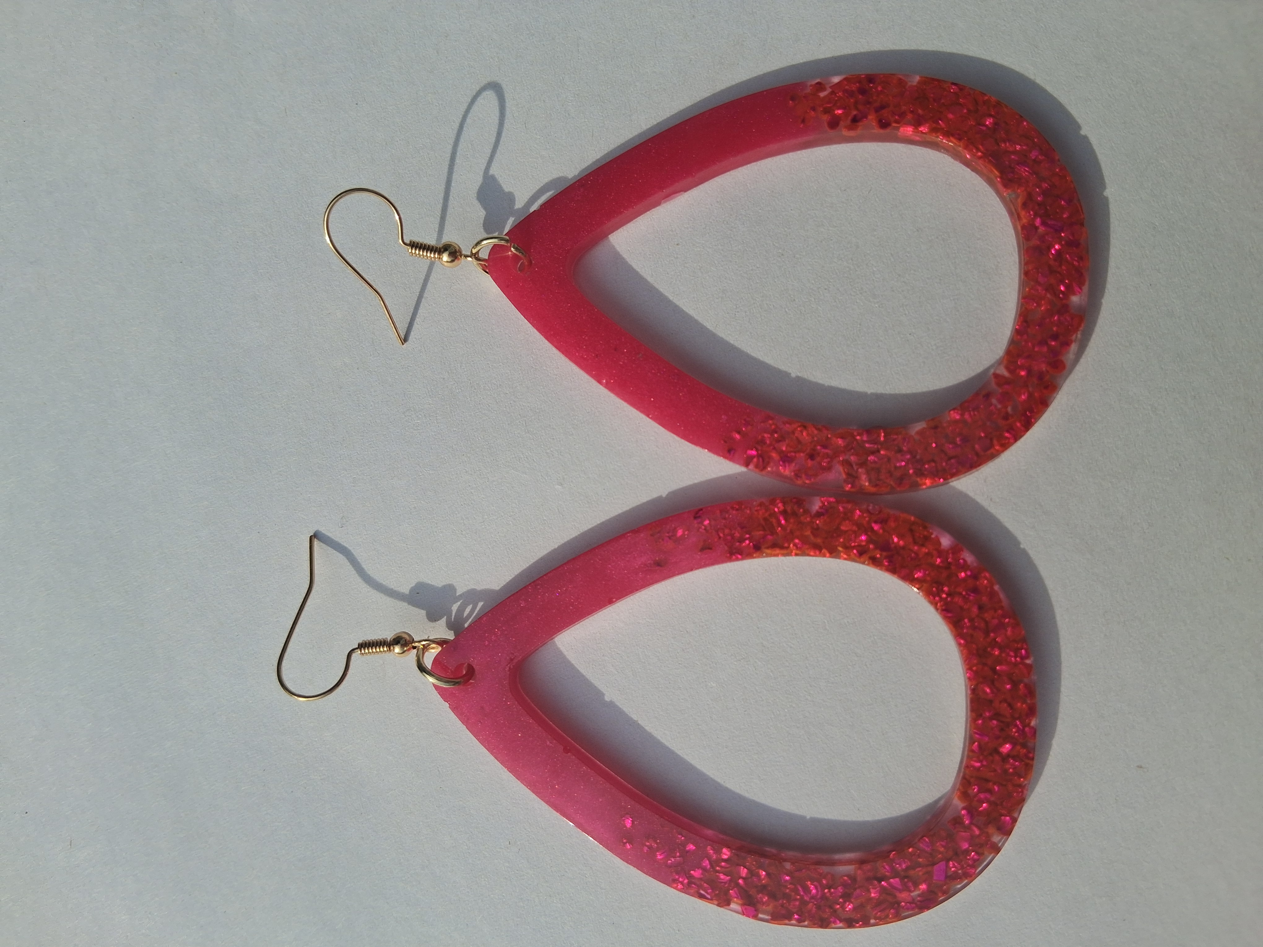 Pink Glitter Teardrop Earrings