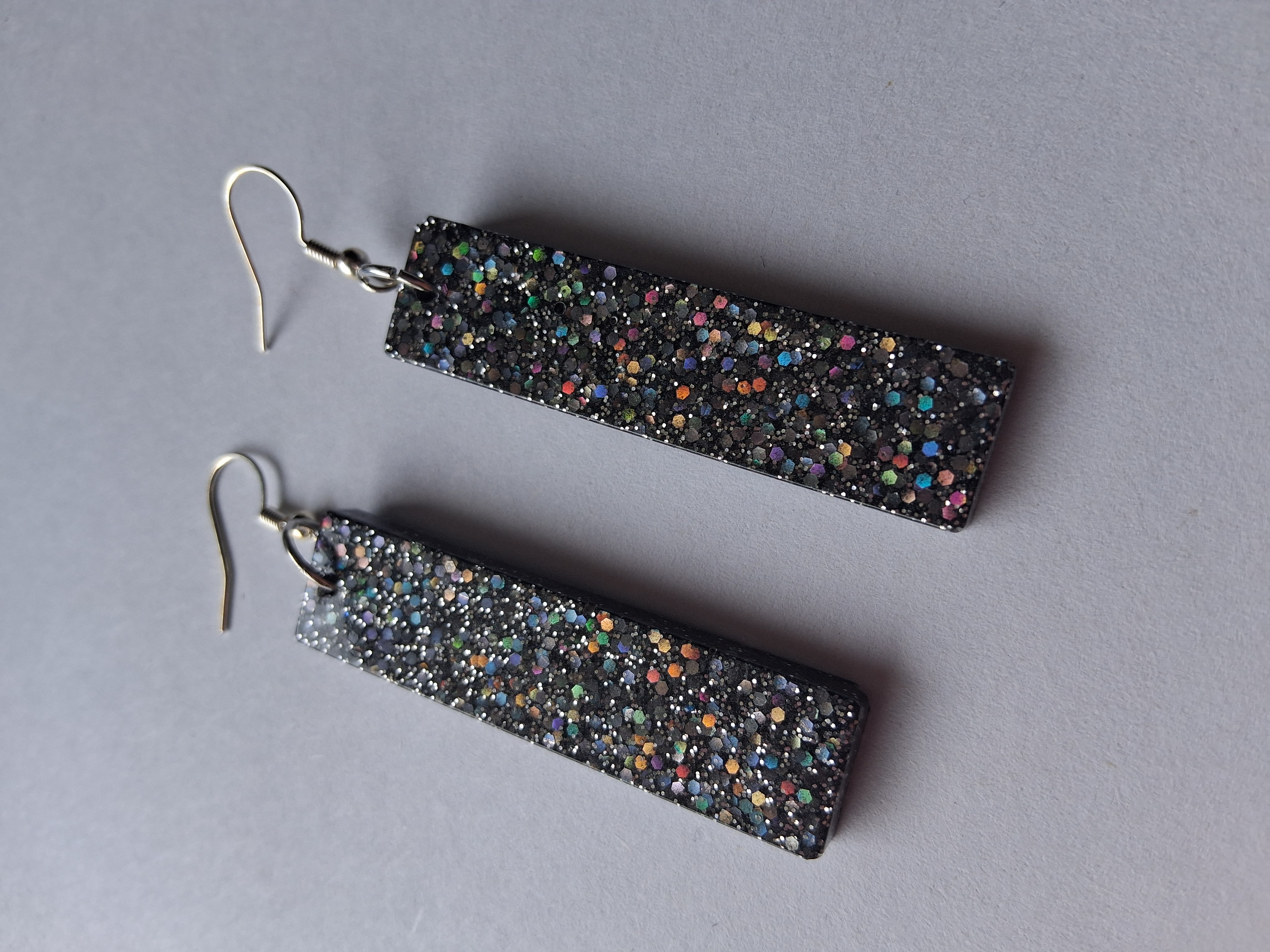 Glitter Rectangle Dangle Earrings