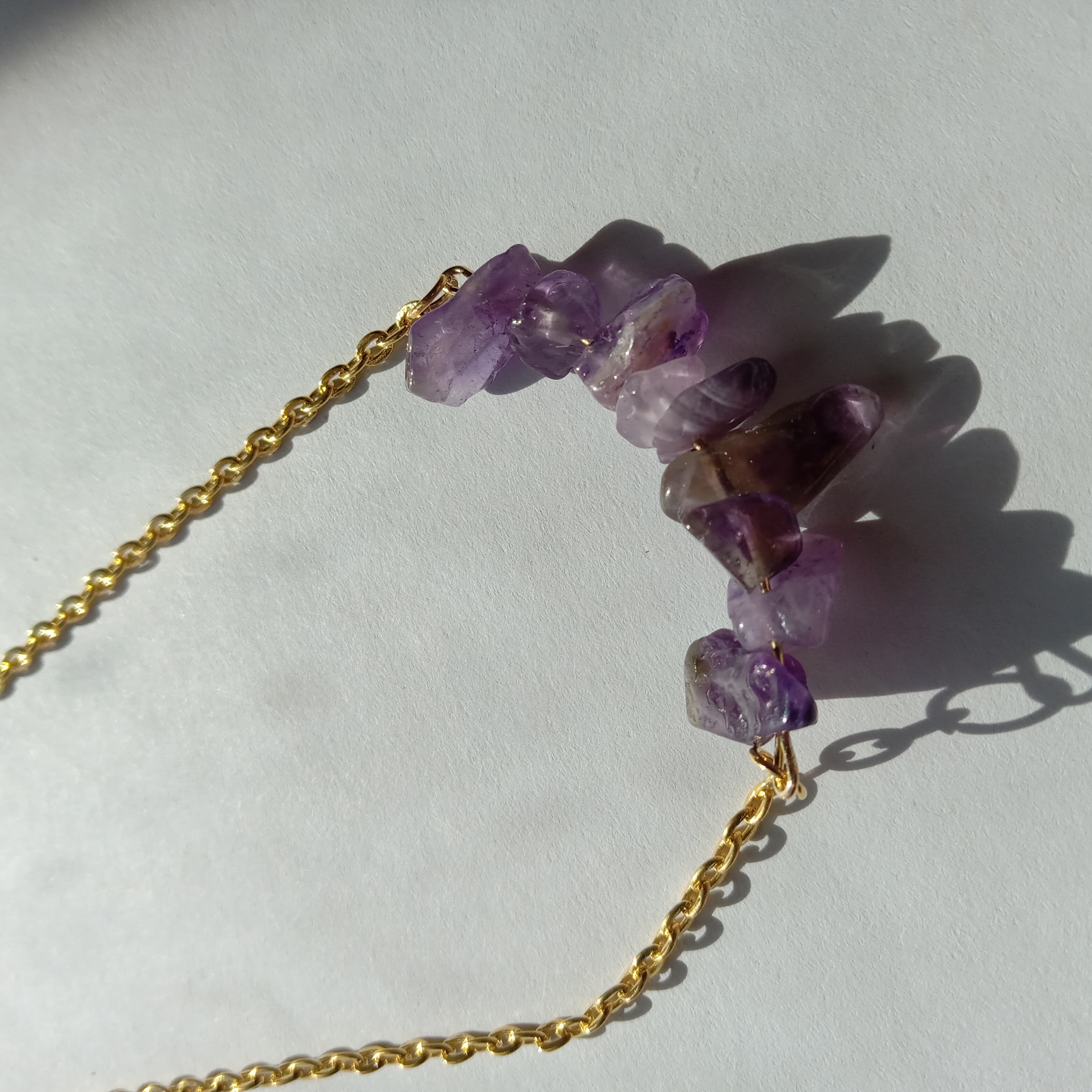 Amethyst Chip Gold Necklace 
