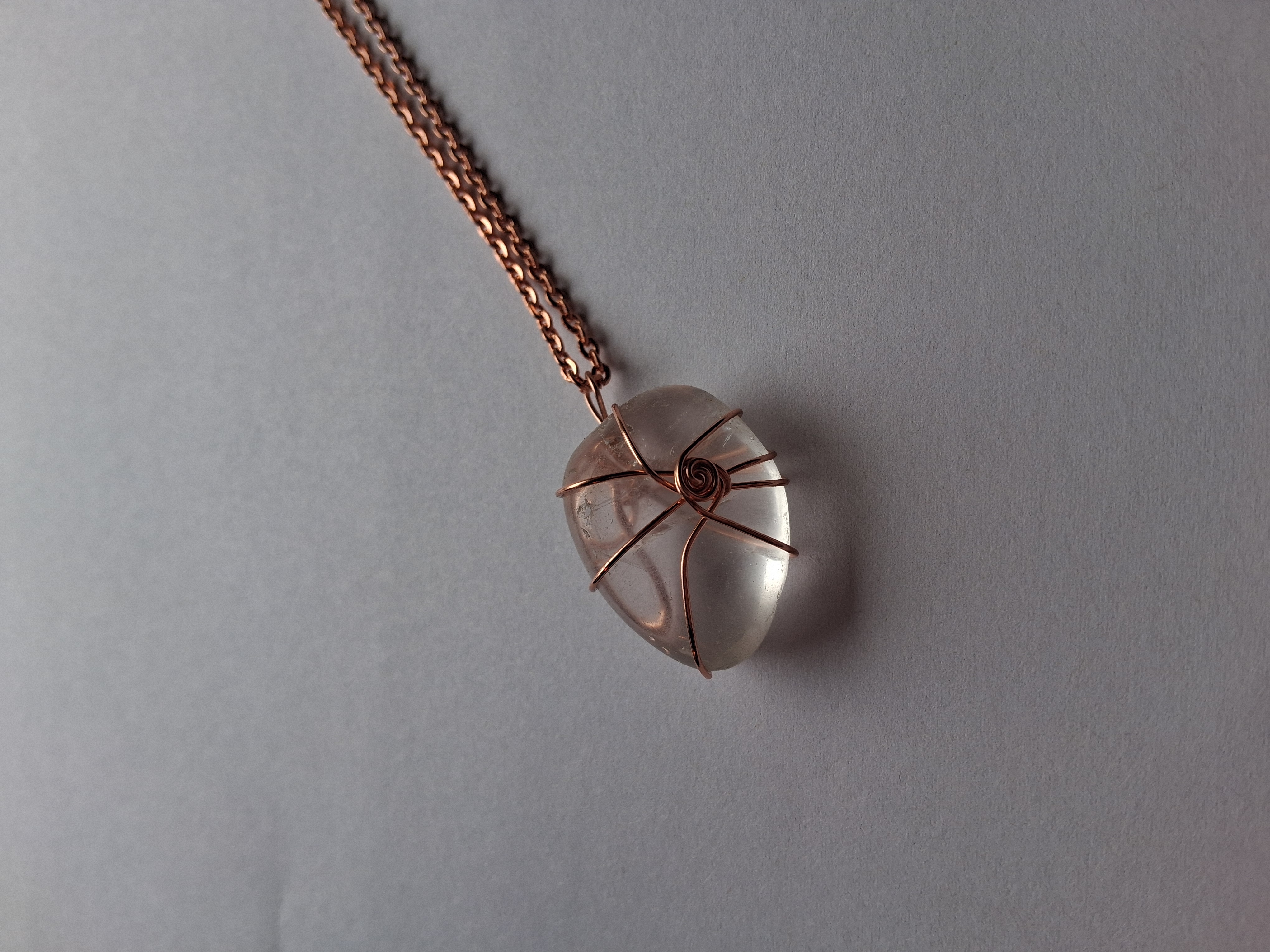 Clear Quartz  Wire Wrapped Pendant Necklace