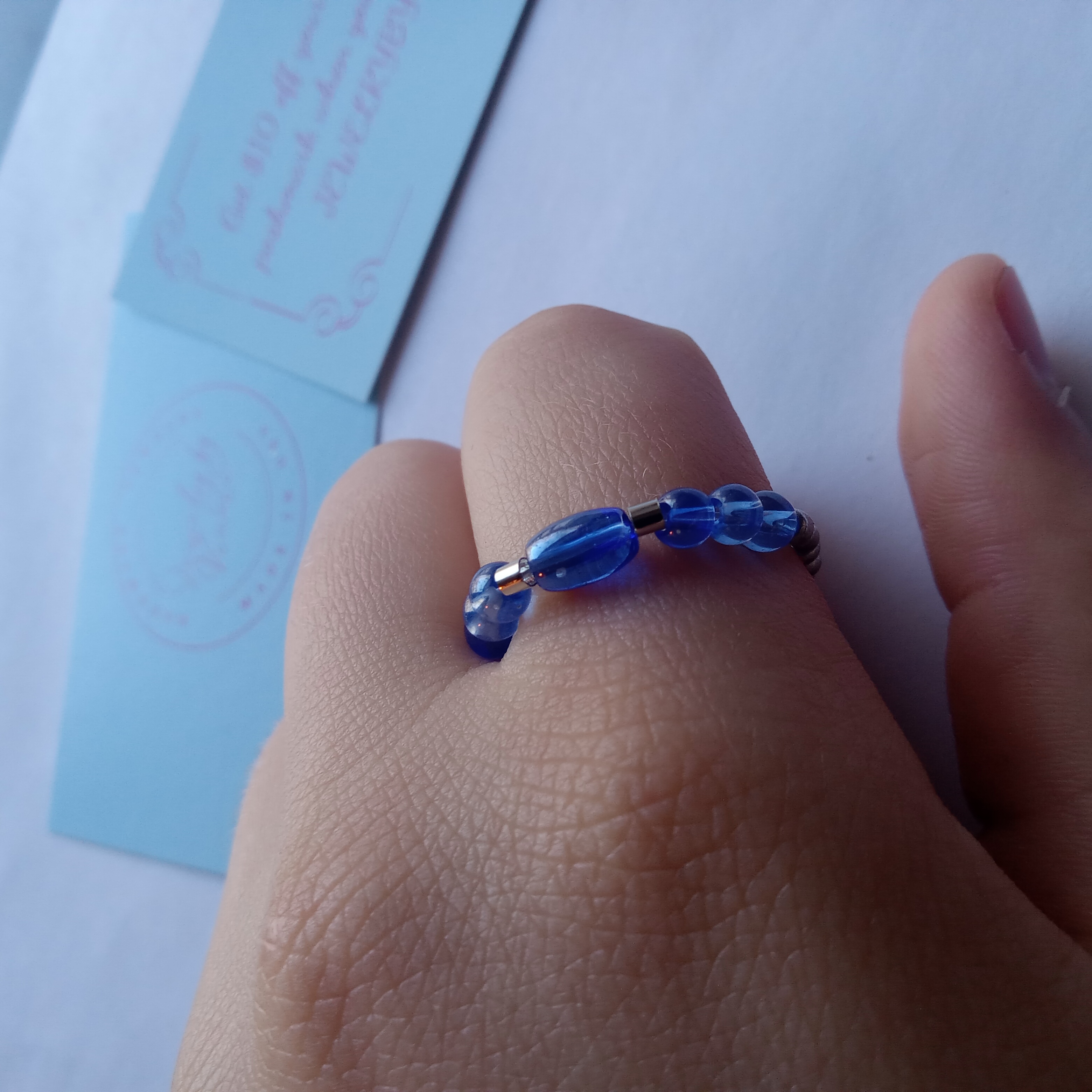 Blue Beaded Ring