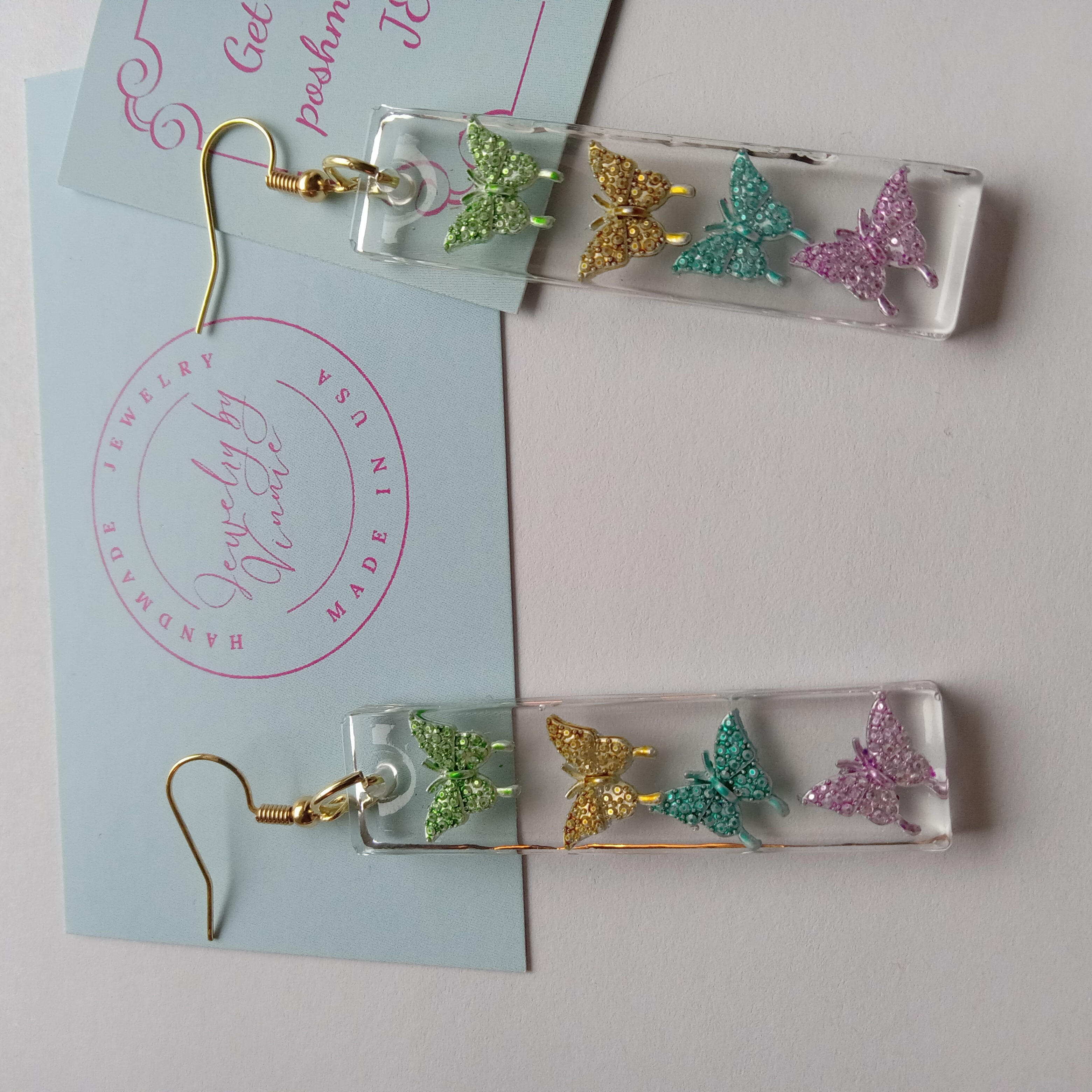 Glitter Butterfly Resin Earrings