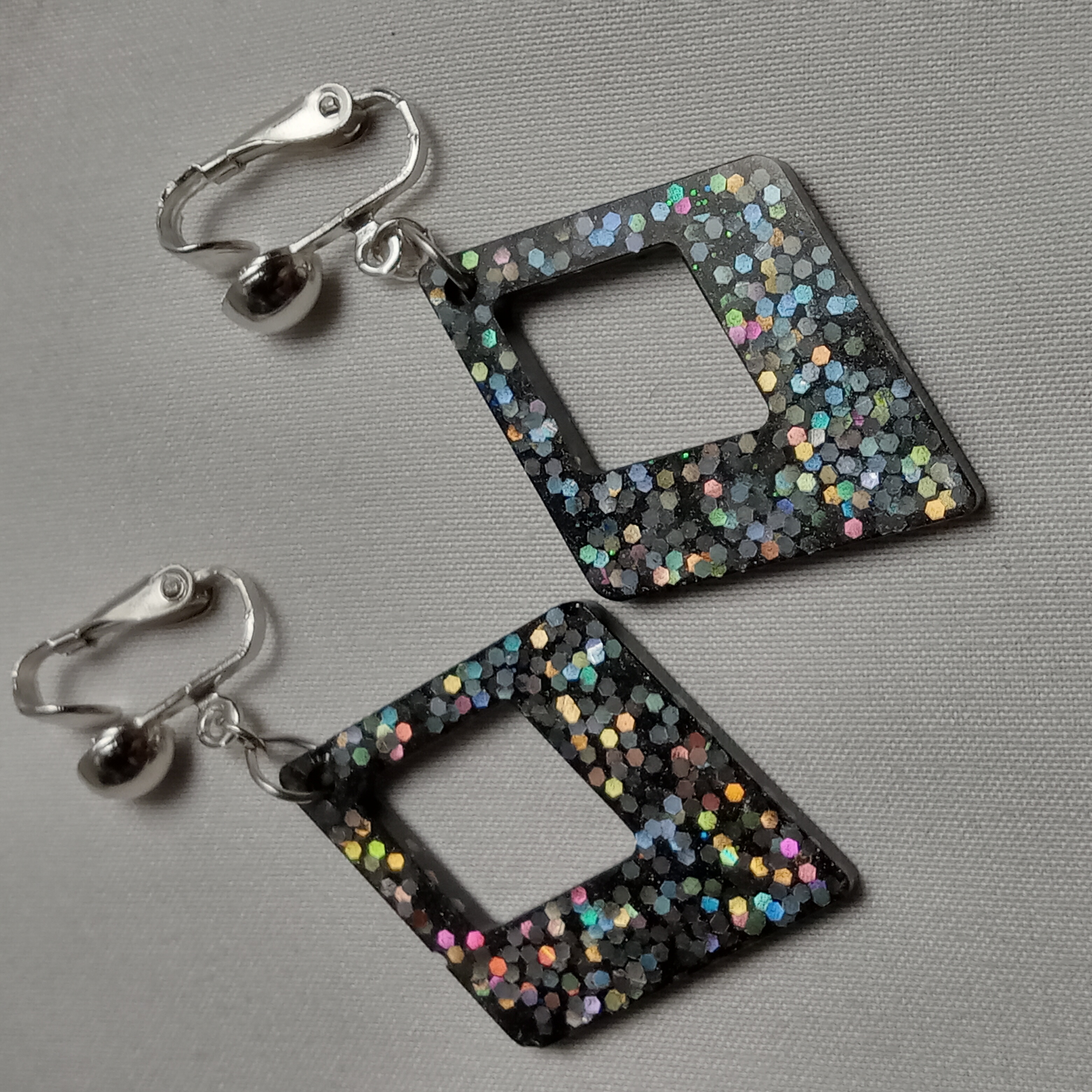 Geometric Glitter Clip-On Earrings