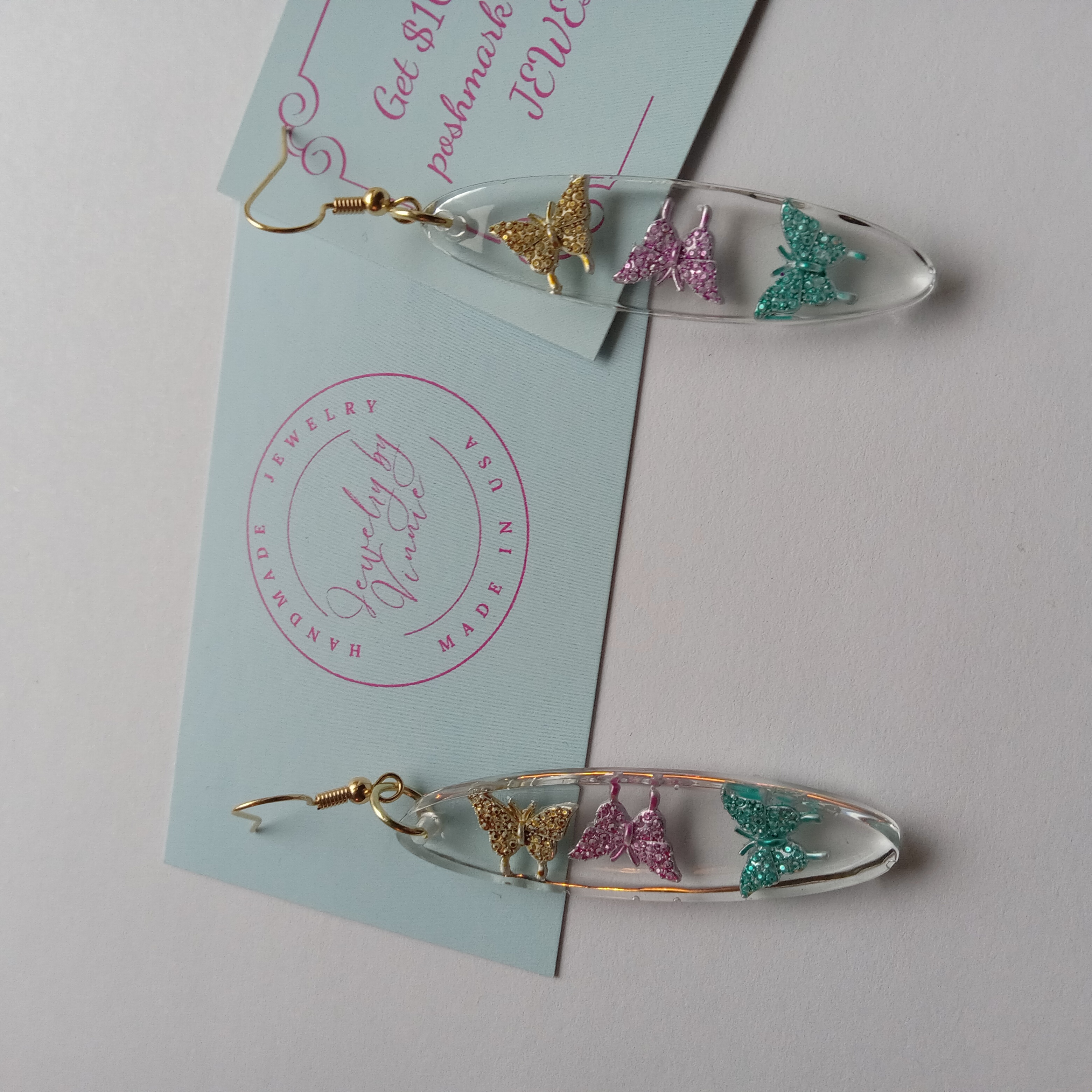 Butterfly Resin Dangle Earrings