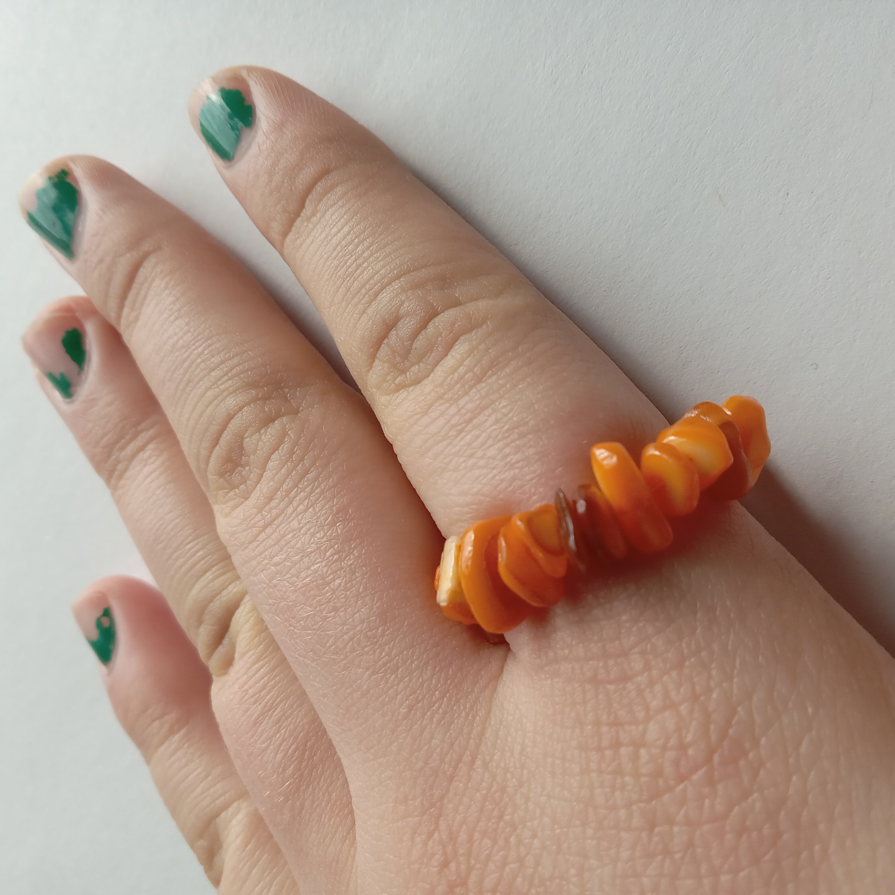 Orange Shell Bead Ring
