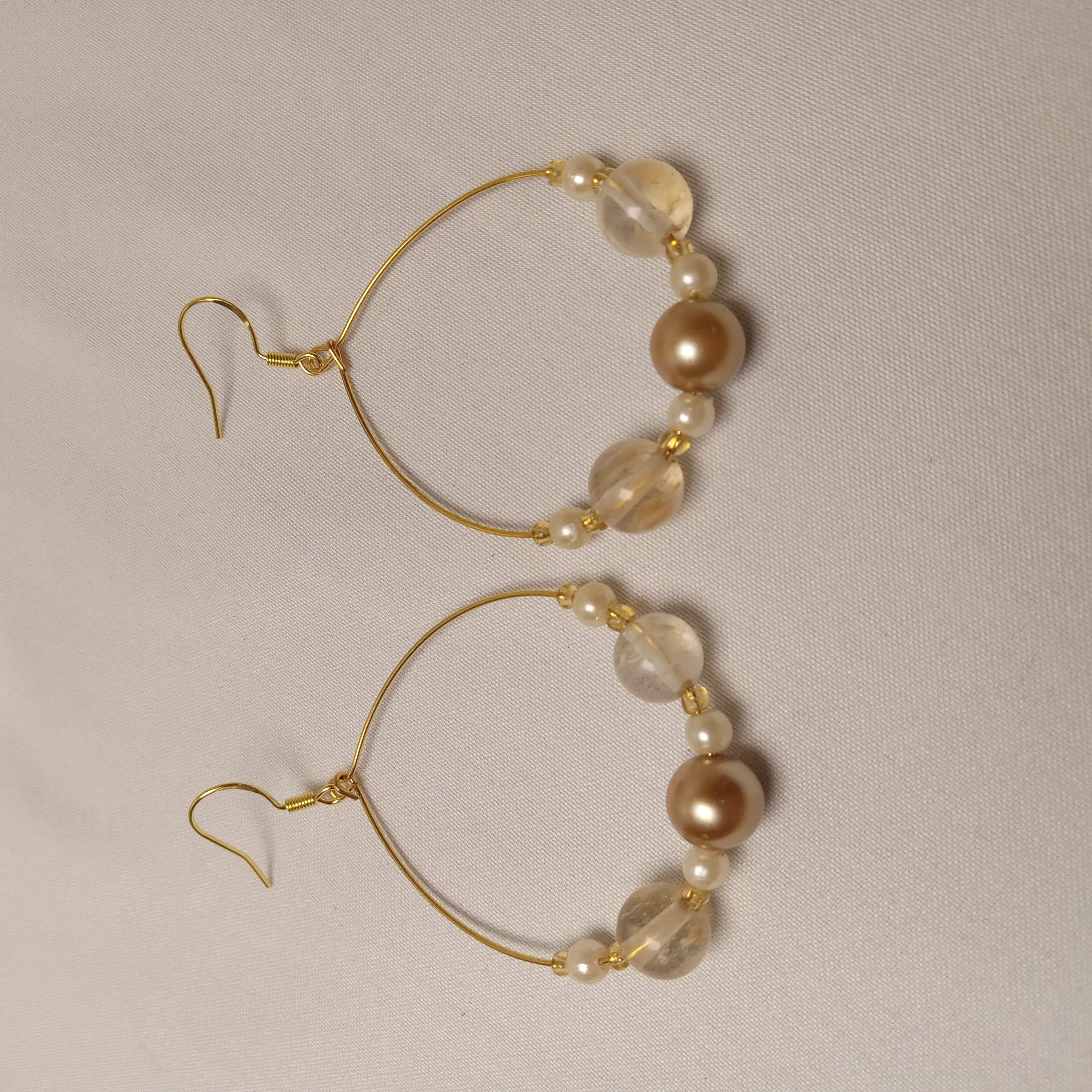 Gold Hoop Faux Pearl Earrings