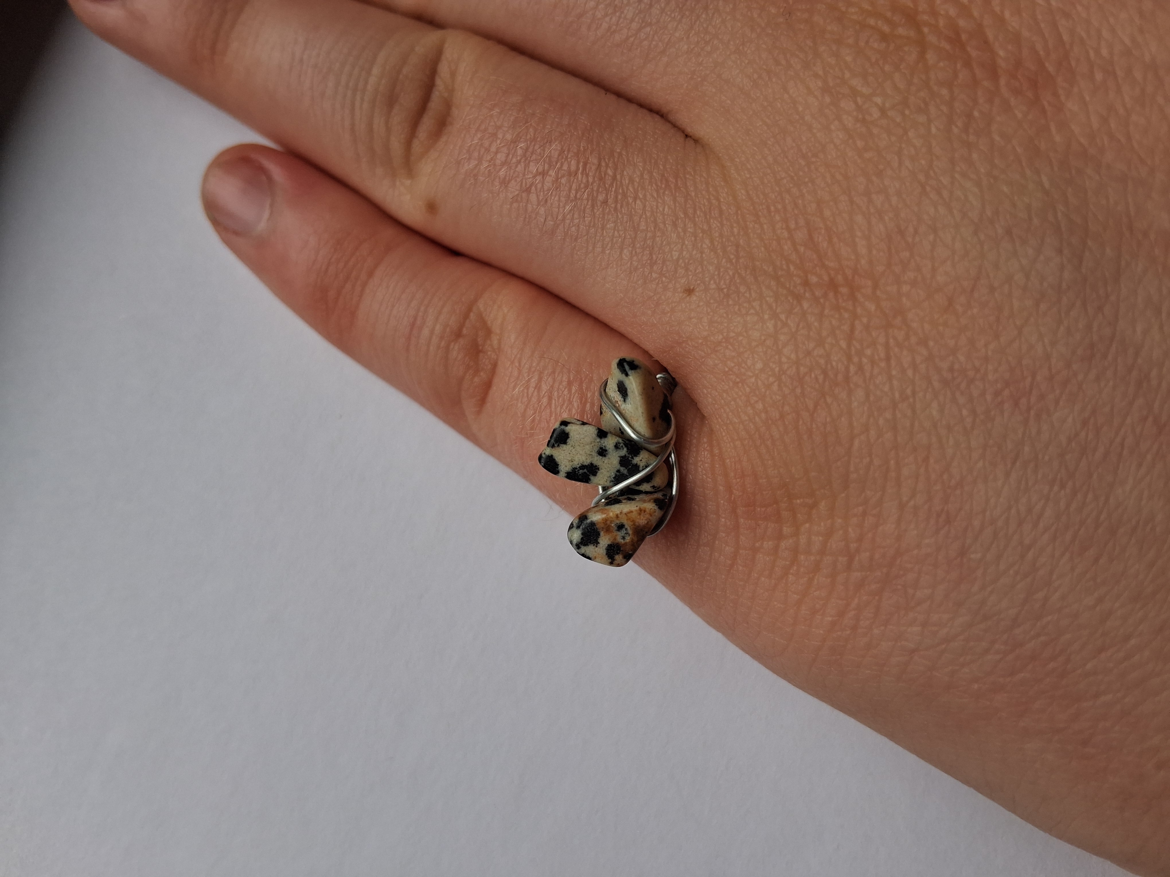 Dalmatian Jasper Wire Wrapped Ring Sz 6