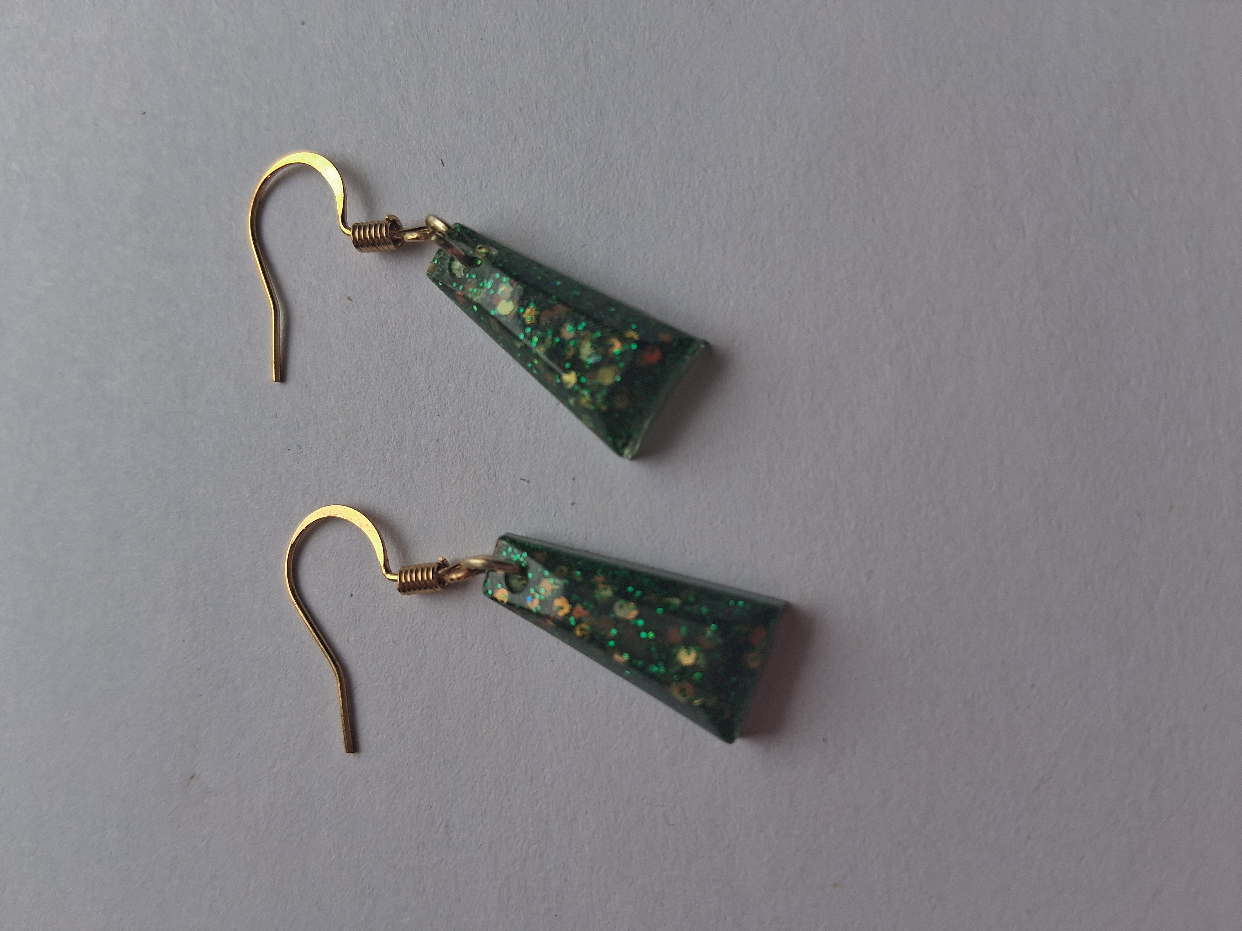 Green Glitter Resin Earrings