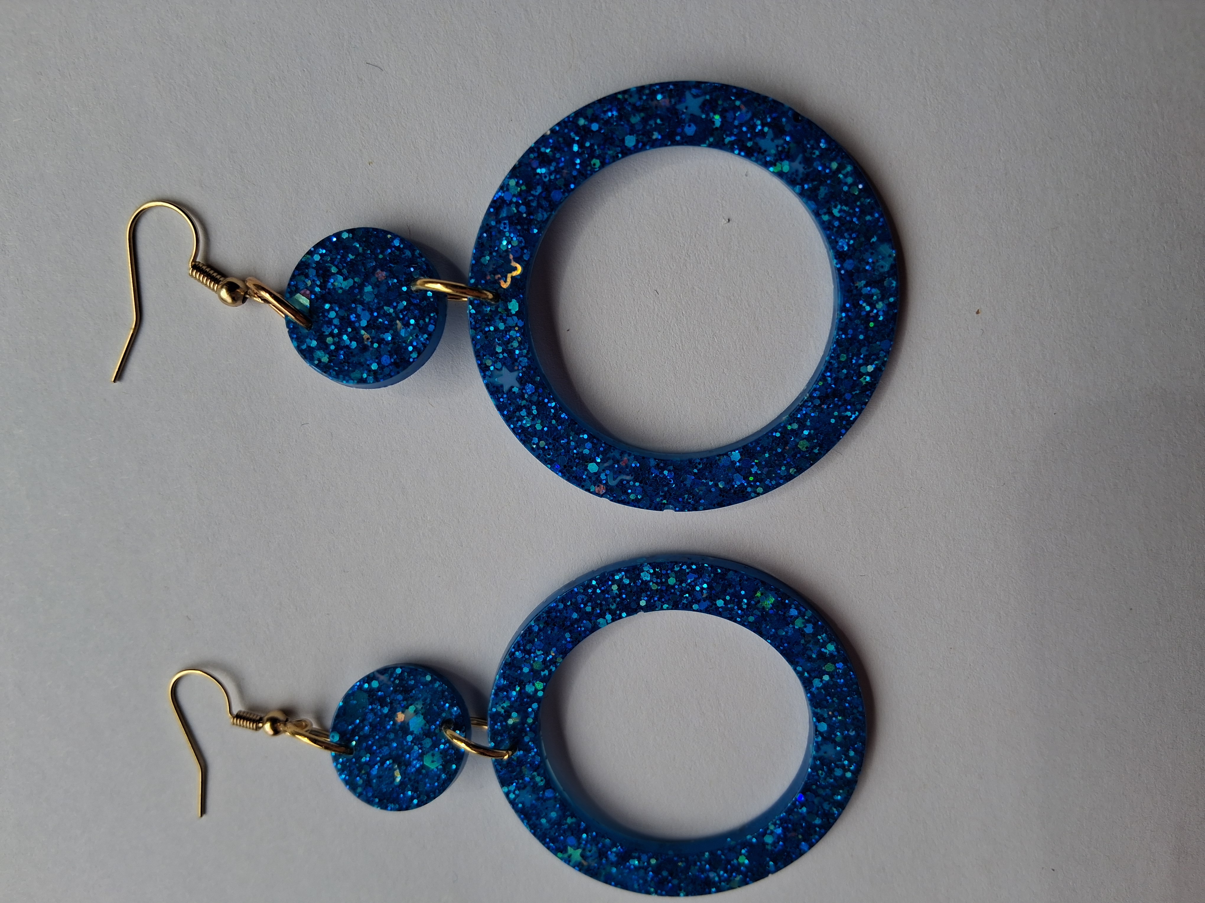 Blue Glitter Hoop Earrings