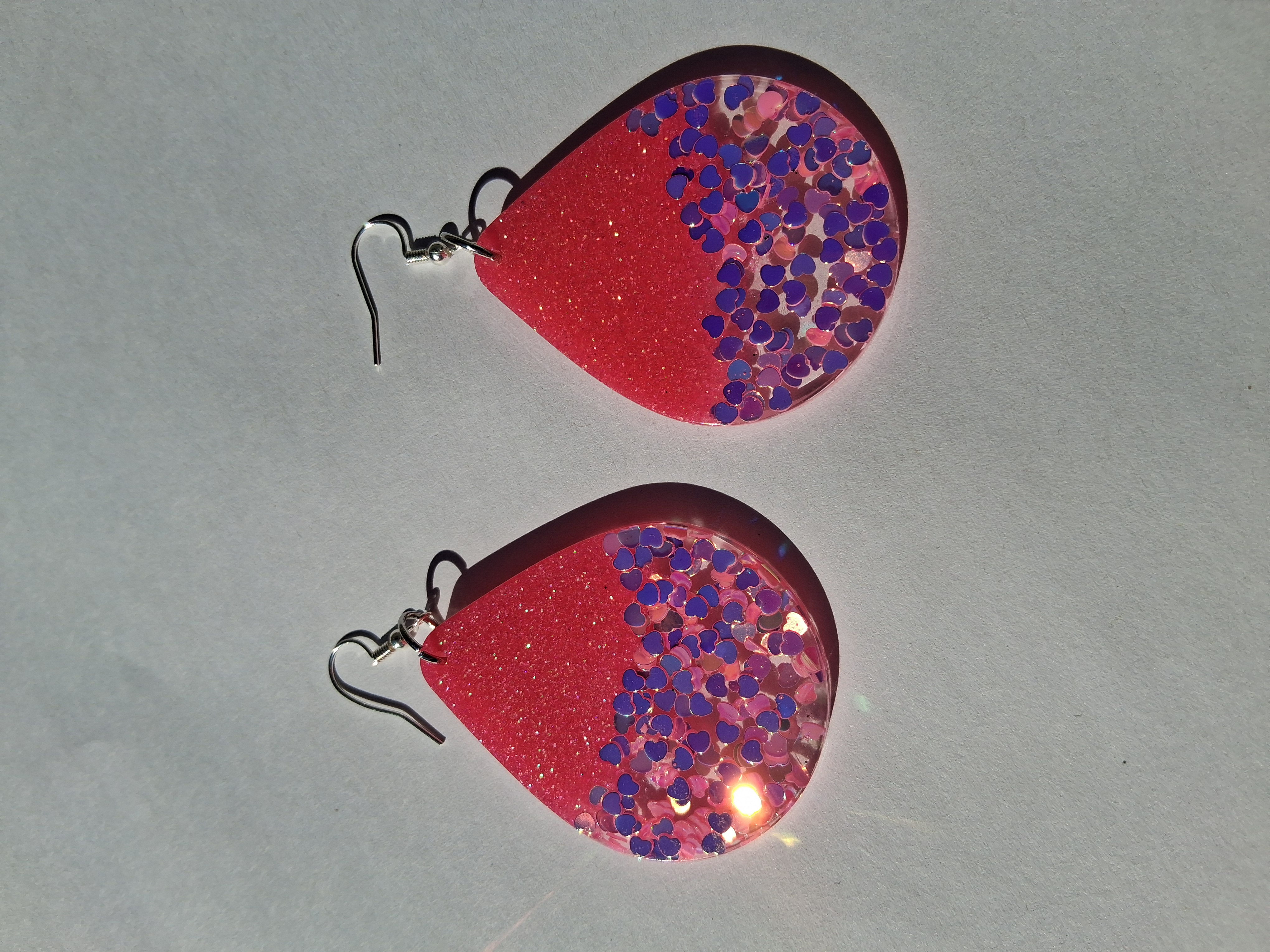 Pink Glitter Teardrop Earrings