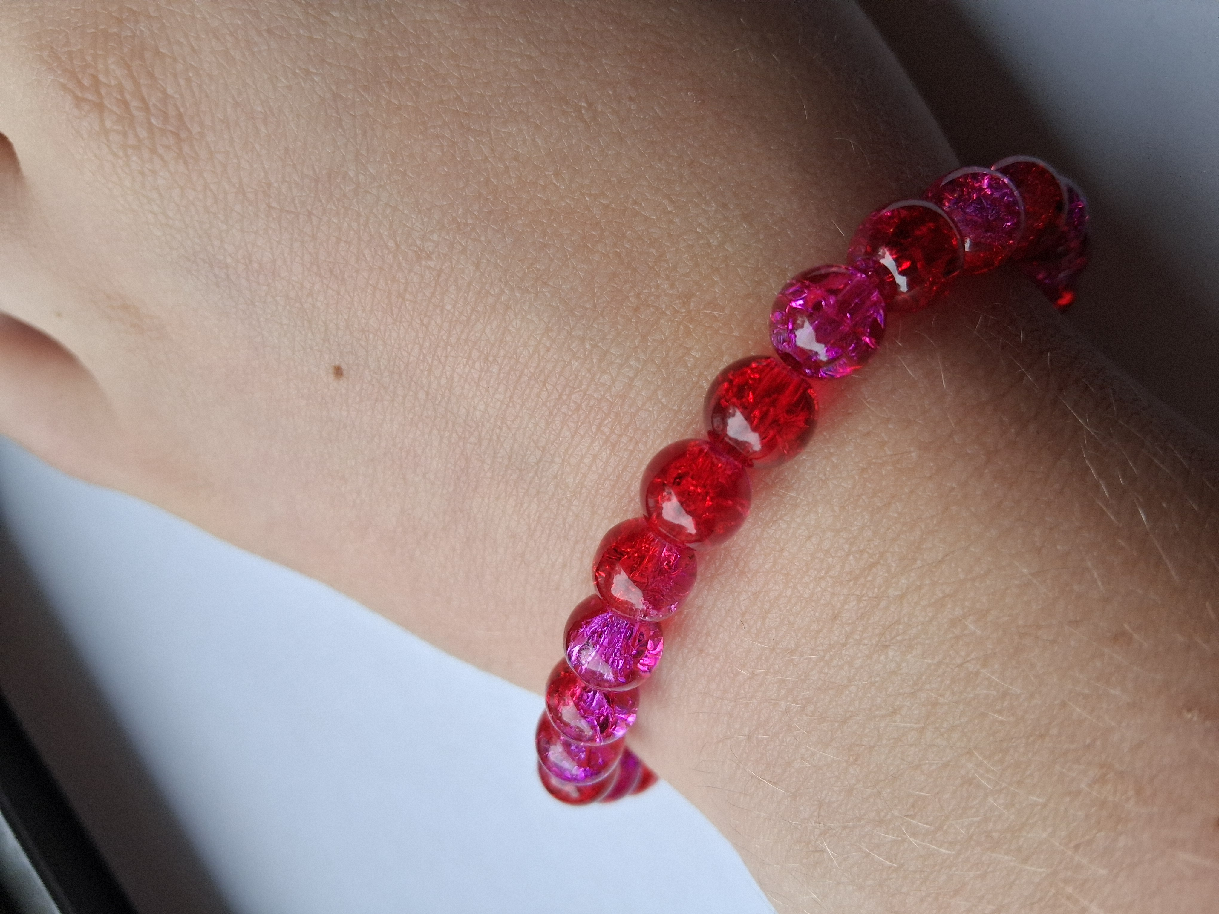 Pink Crackle Bead Bracelet