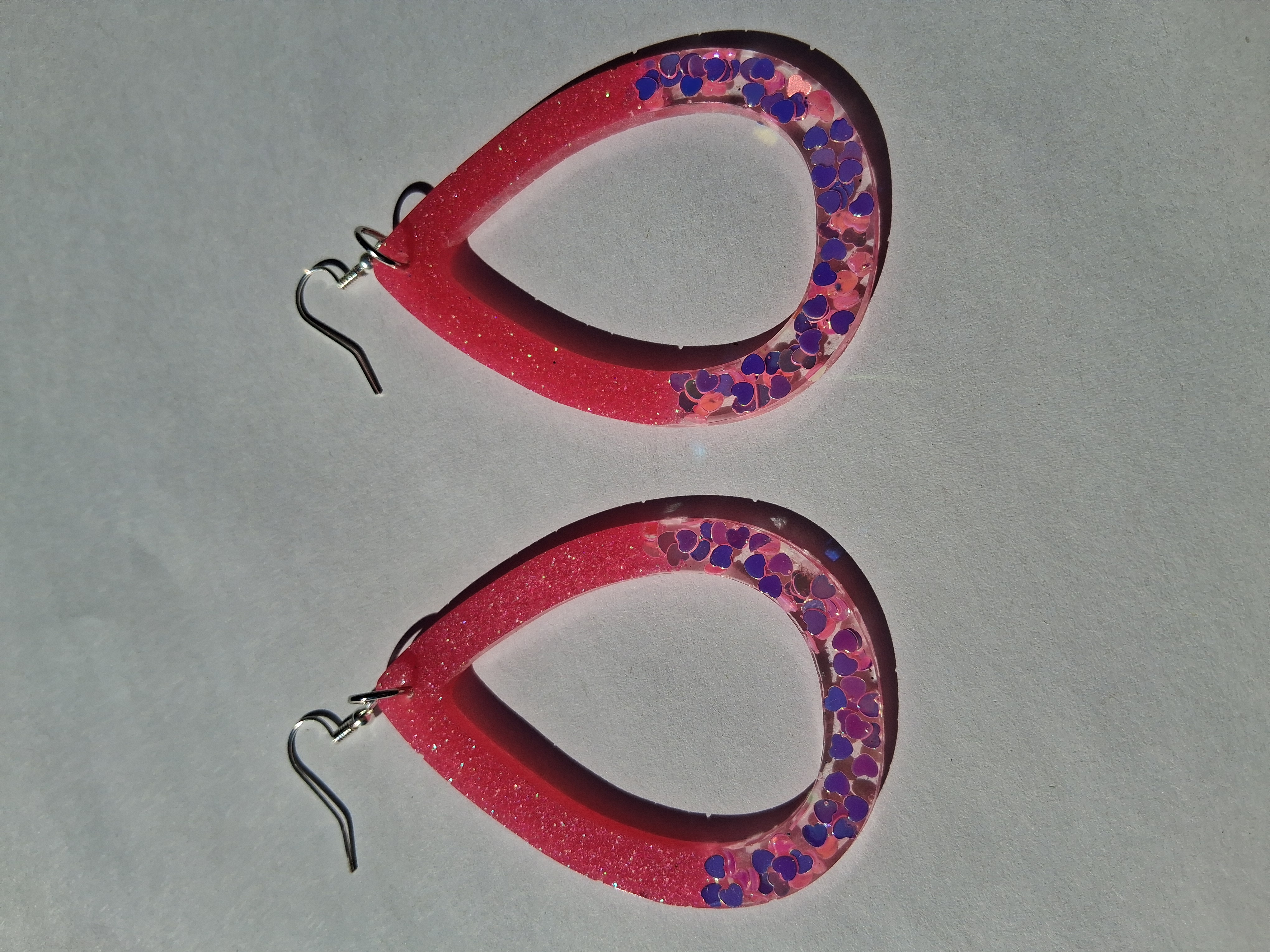 Pink Glitter Teardrop Earrings