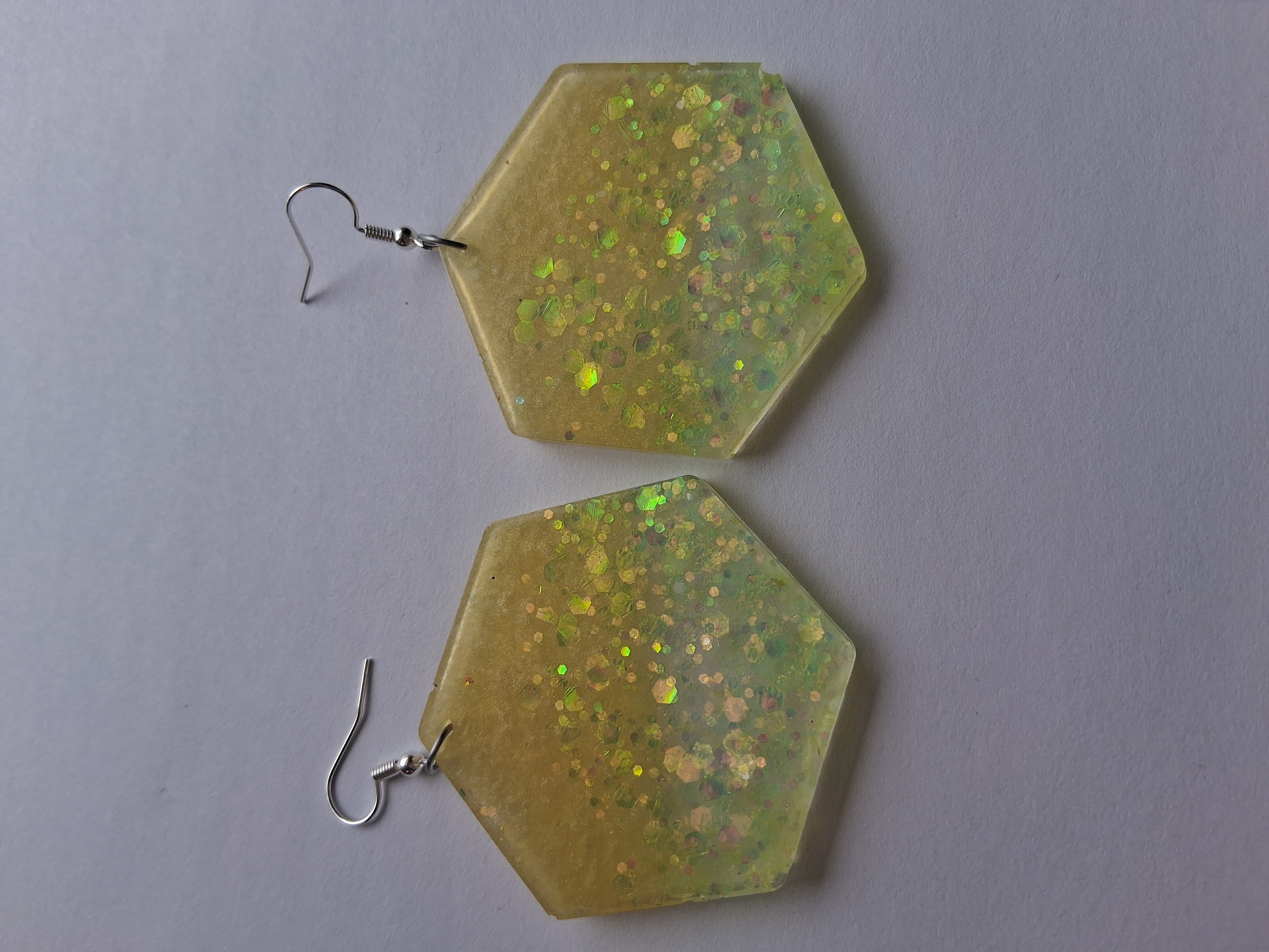 Hexagon Glitter Resin Earrings