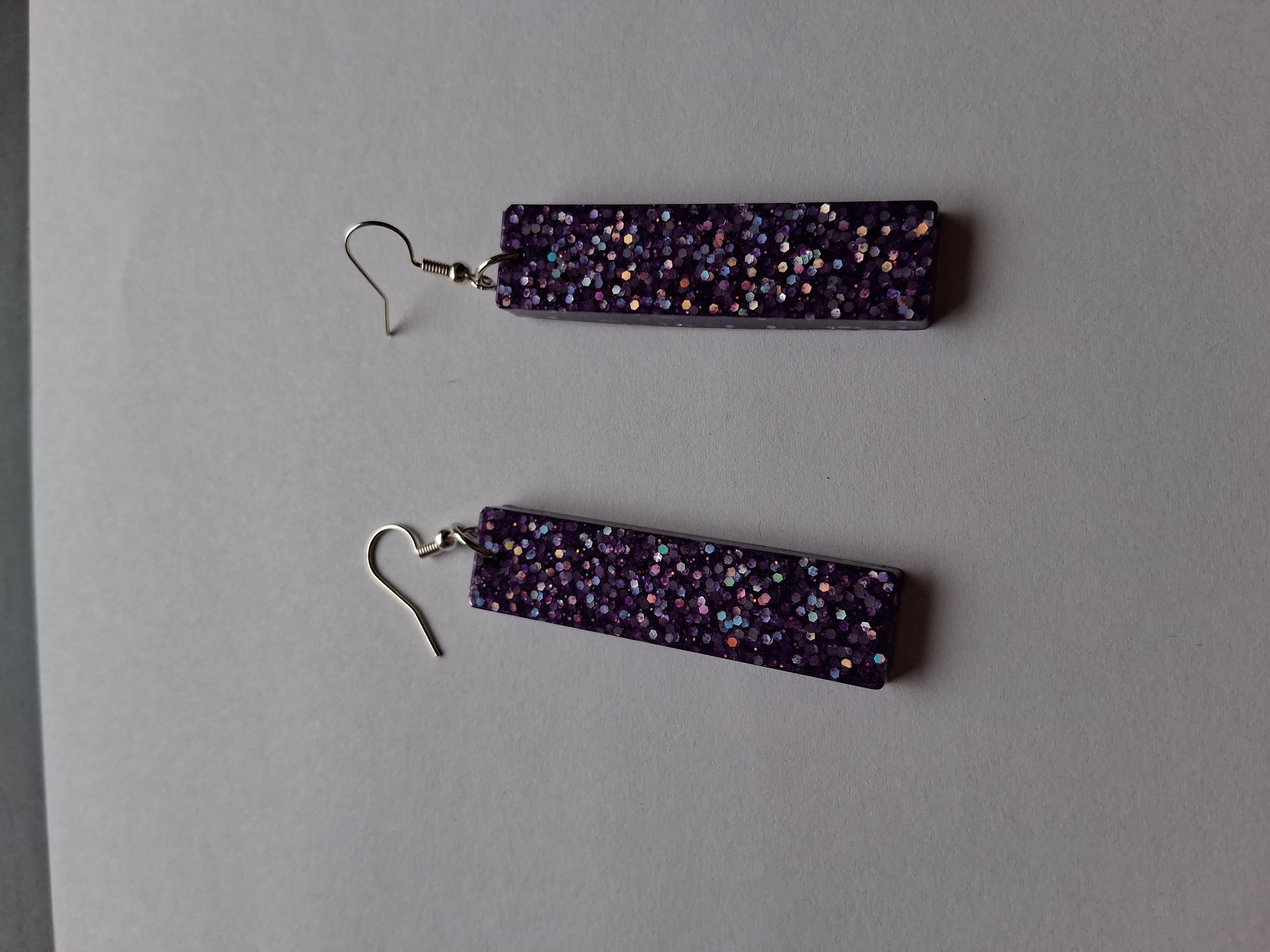 Purple Glitter Bar Earrings