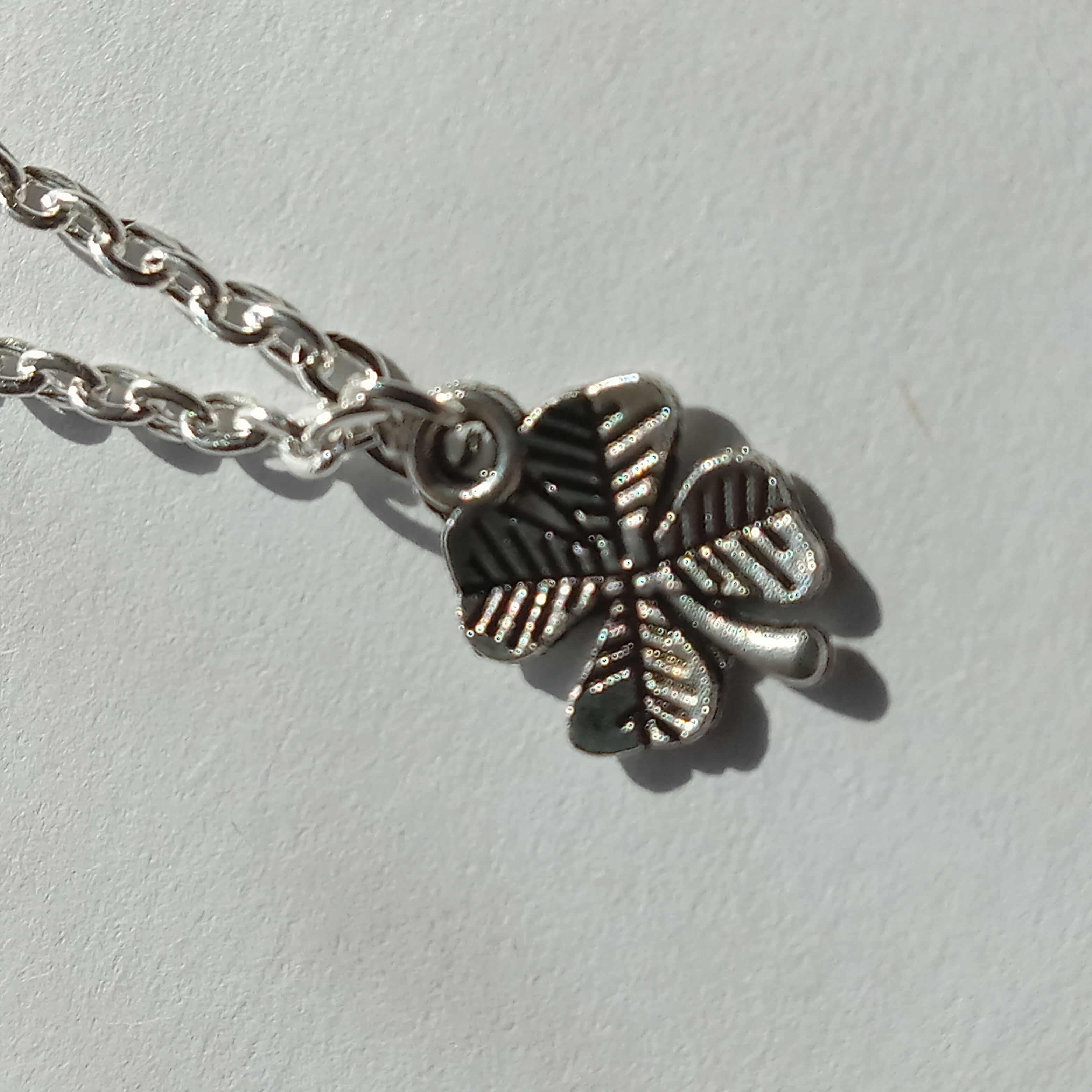 Silver Four-Leaf Clover Pendant Necklace
