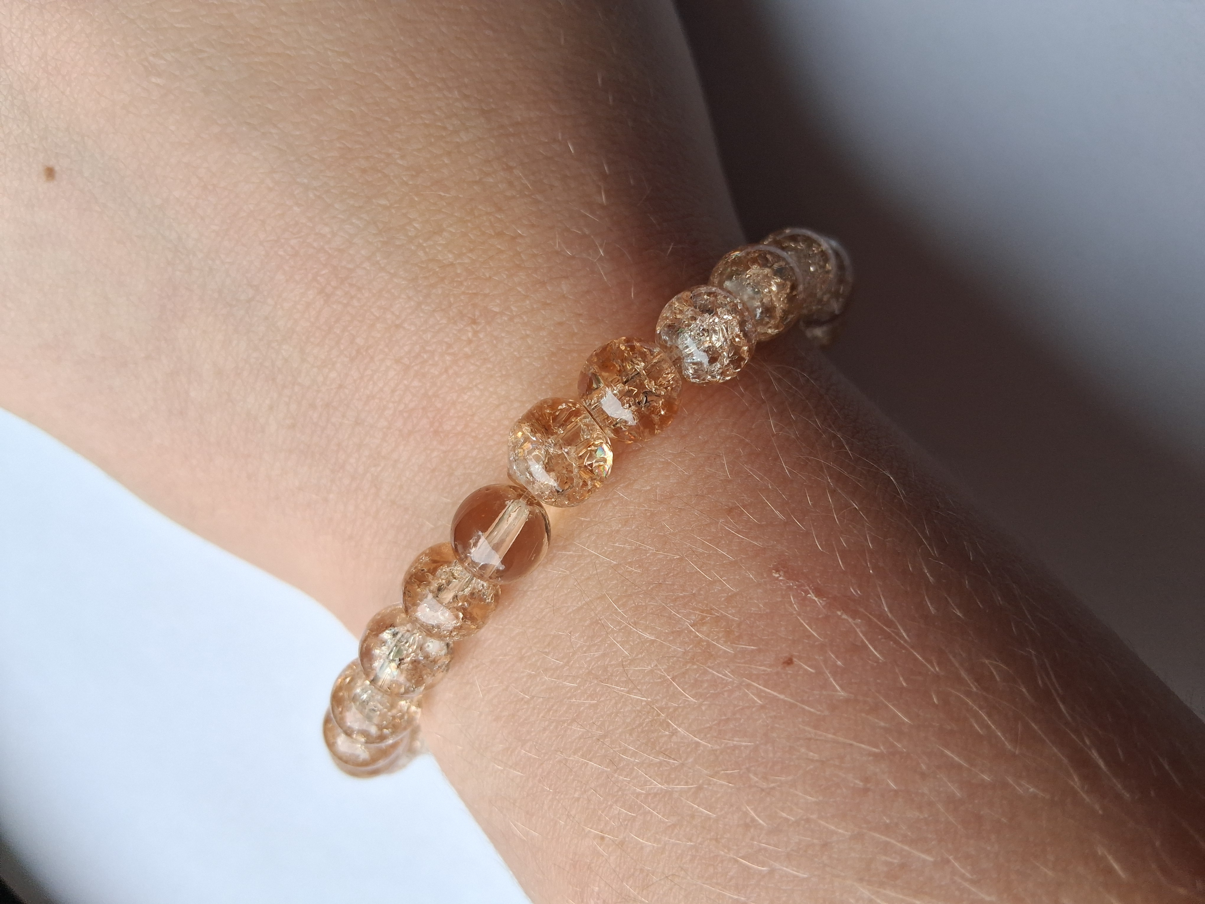 Golden Crackle Glass Bead Bracelet