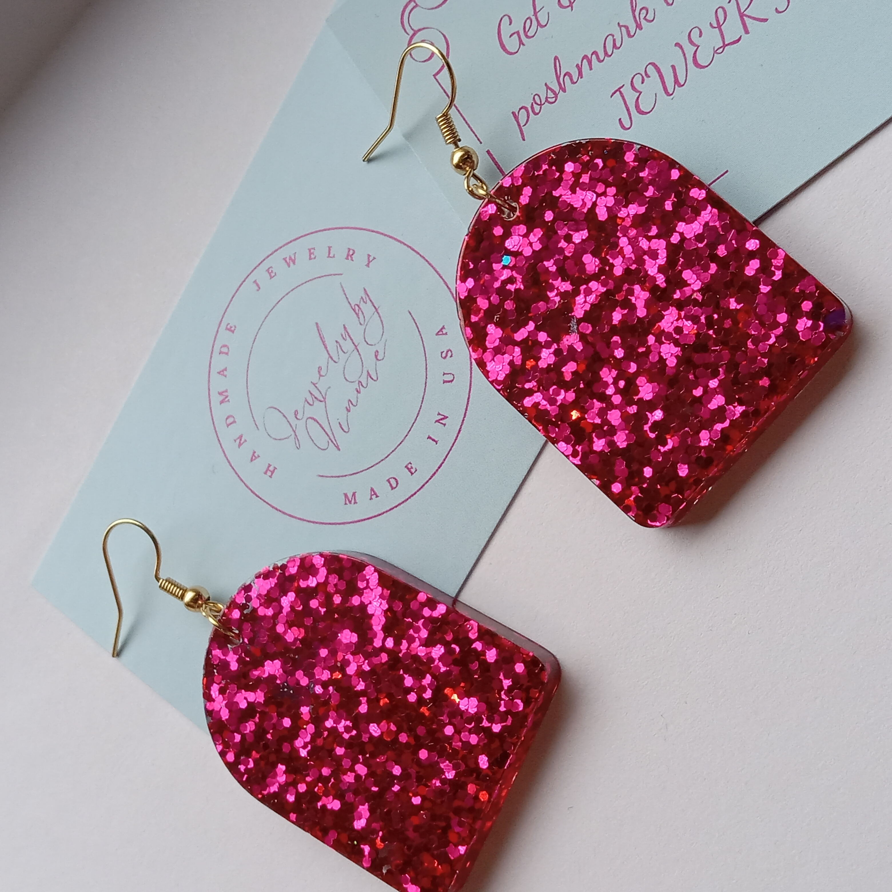 Pink Glitter Dangle Earrings