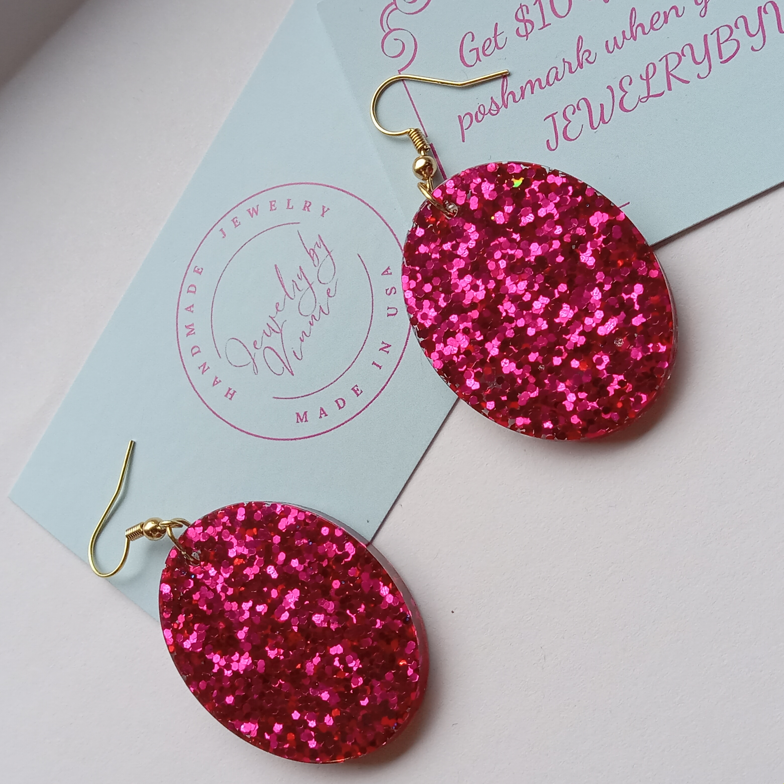 Sparkling Pink Glitter Earrings