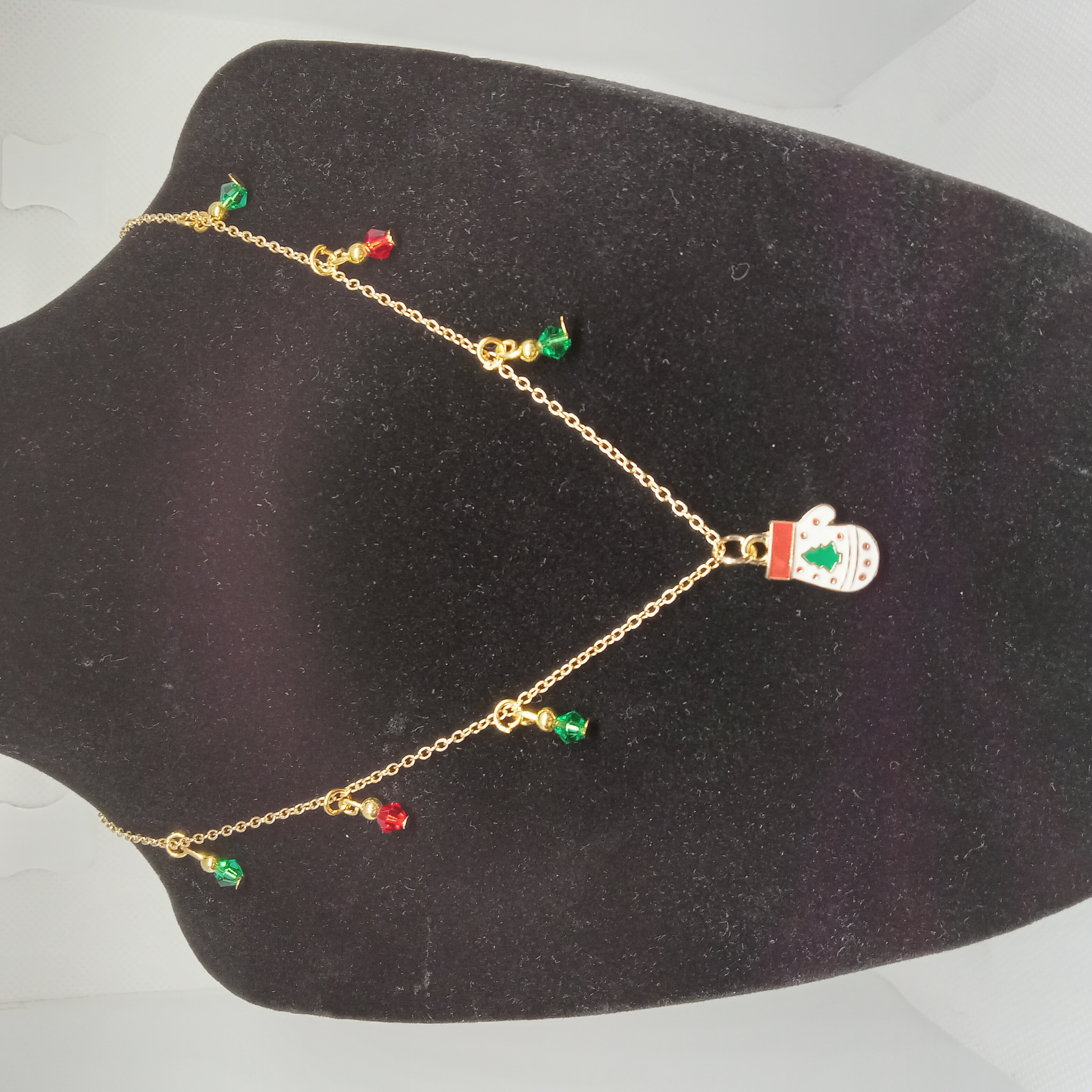 Christmas Mitten Charm Necklace