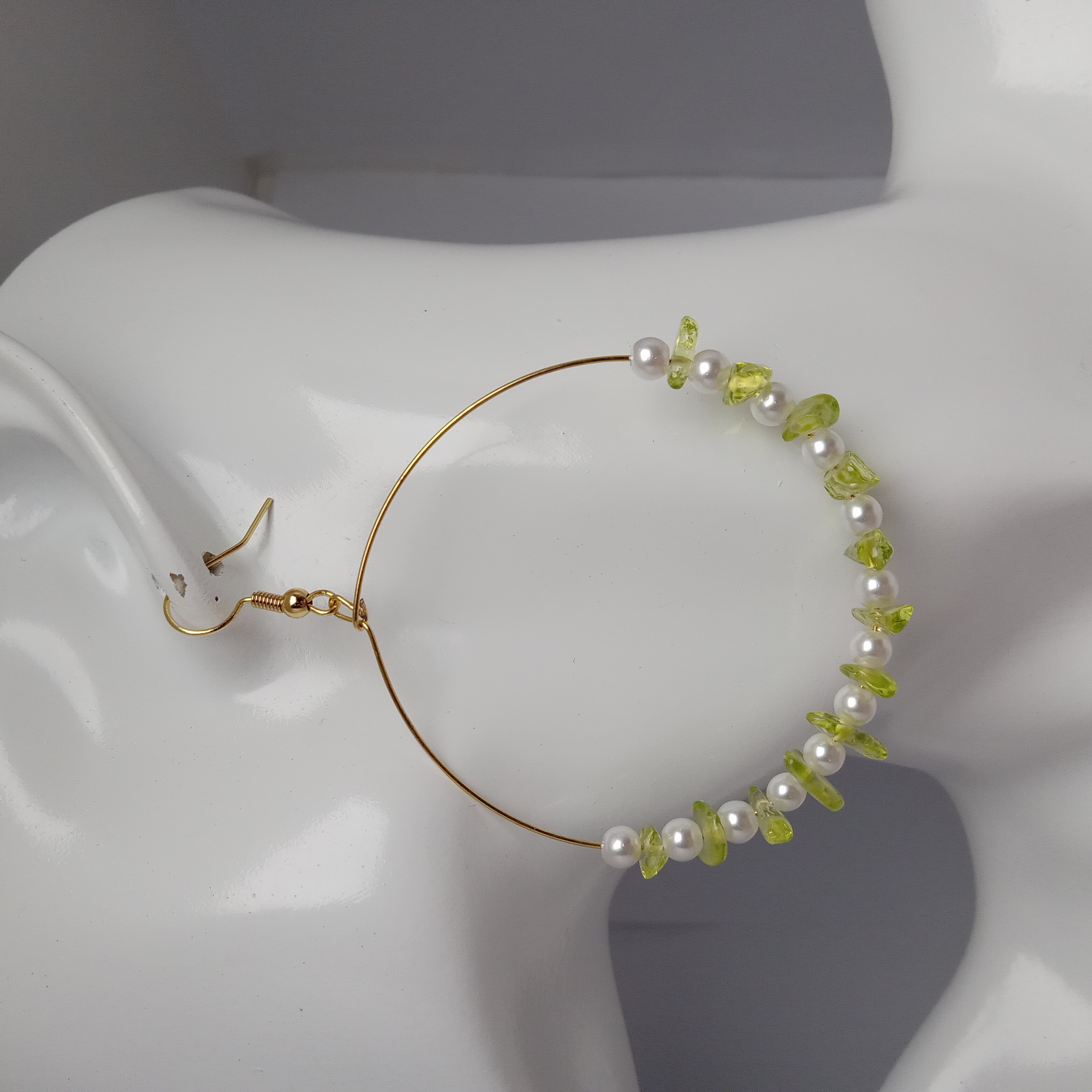 Green Dyed Glass Hoop Earrings