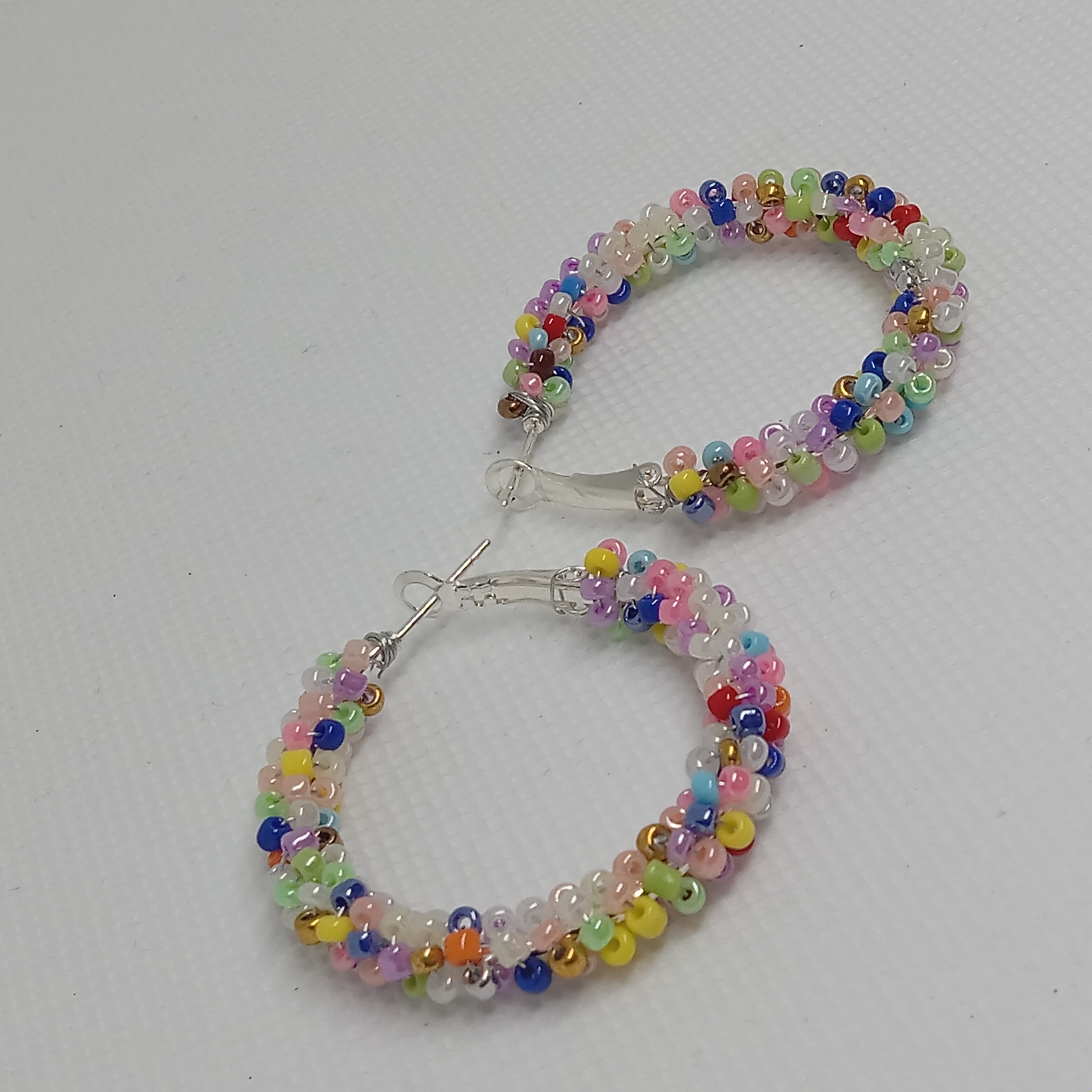 Colorful Beaded Hoop Earrings