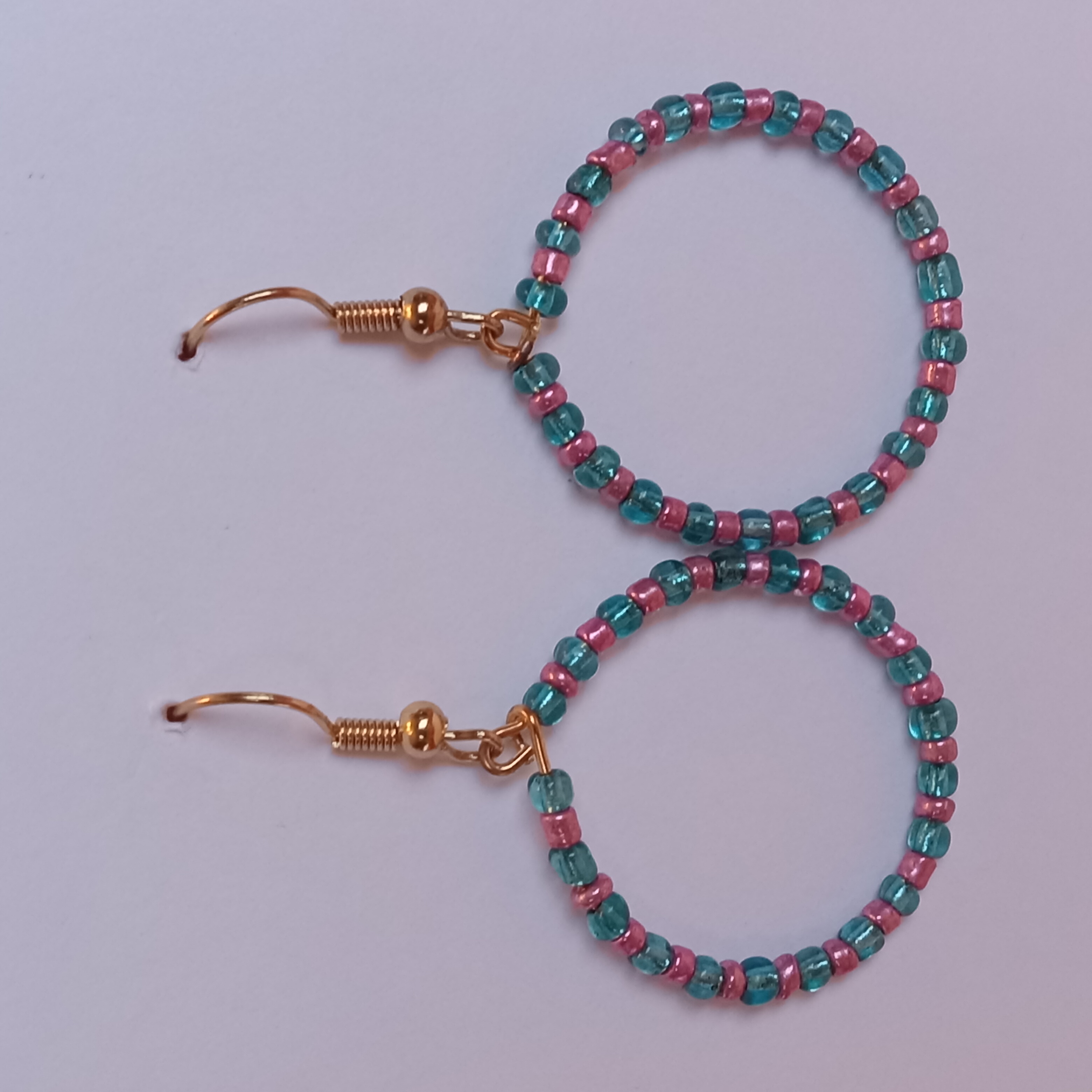 Colorful Beaded Hoop Earrings
