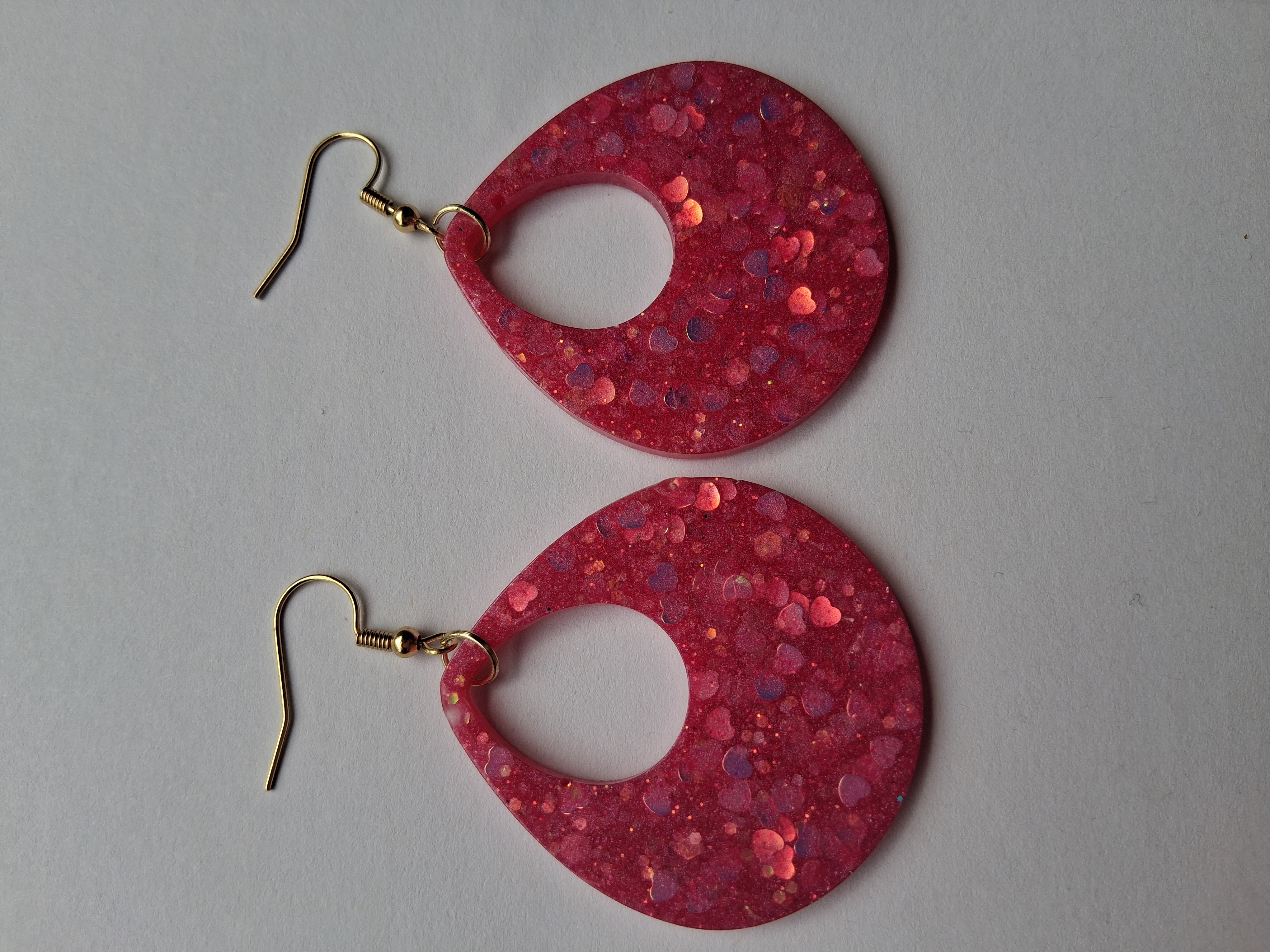 Pink Glitter Teardrop Earrings