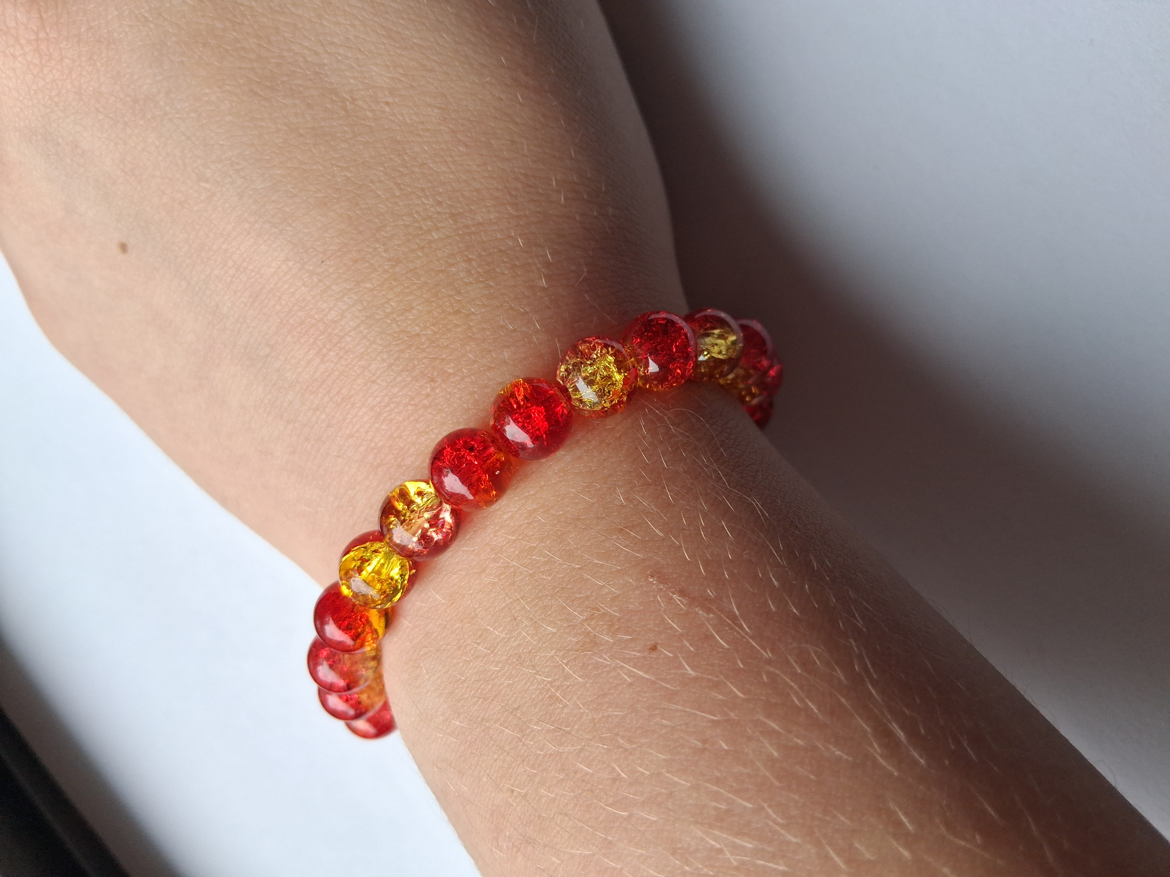 Red & Yellow Glass Bead Bracelet