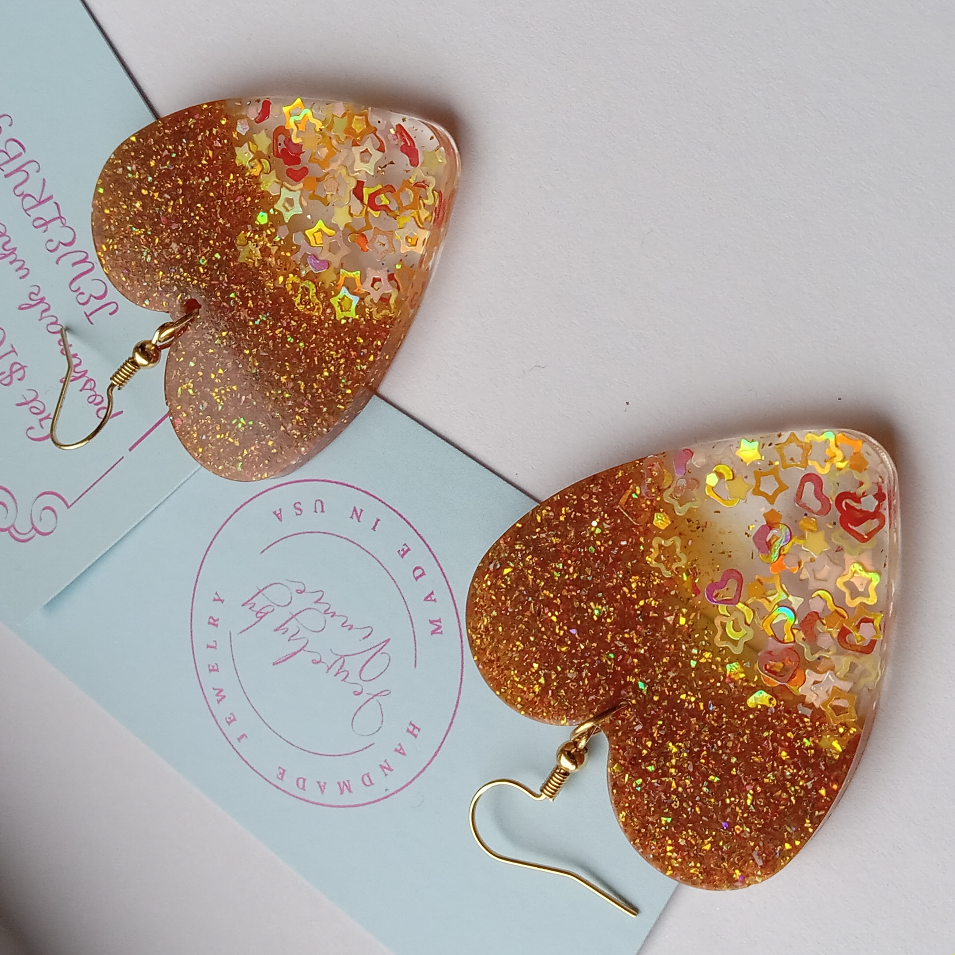 Glitter Heart Drop Earrings