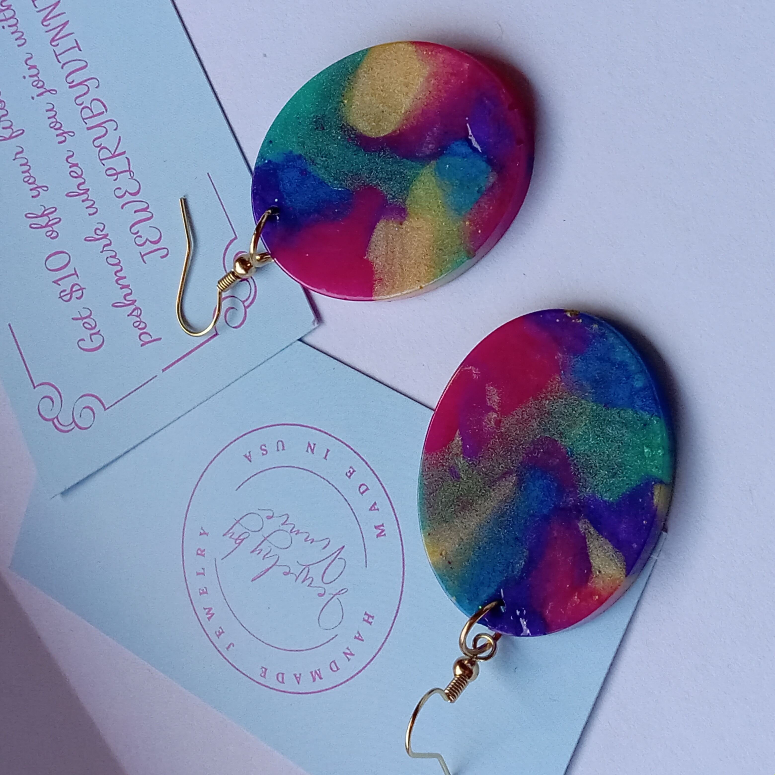 Colorful Resin Oval Earrings
