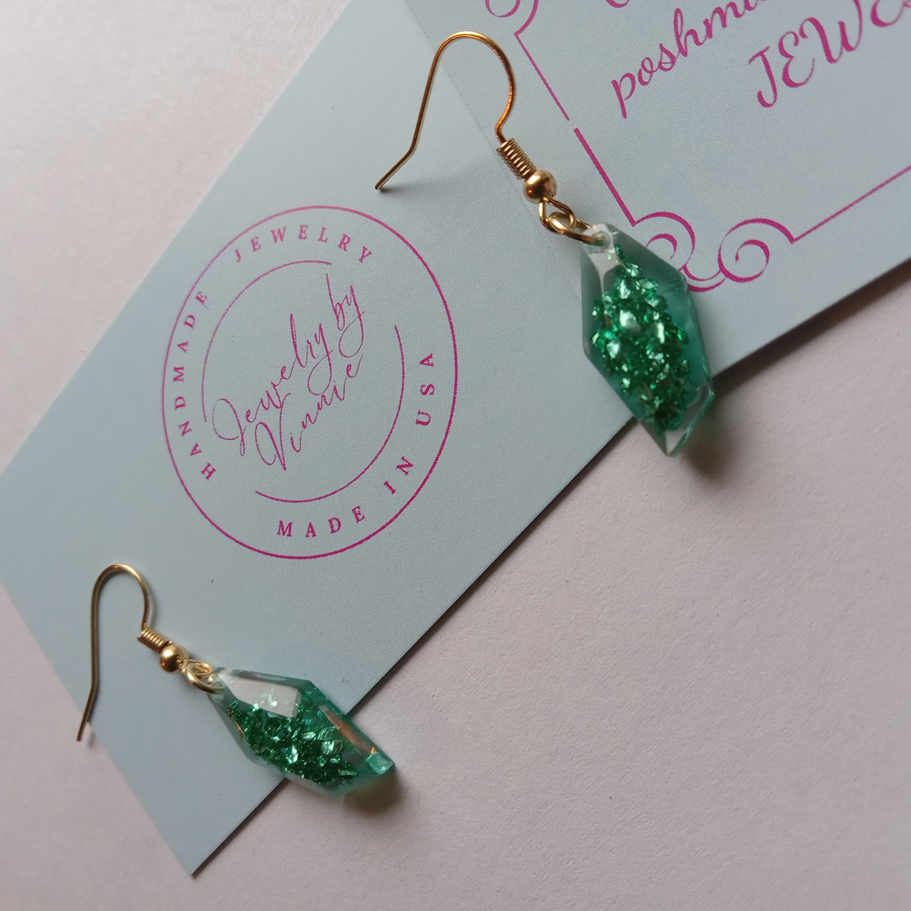 Green Crystal Drop Earrings