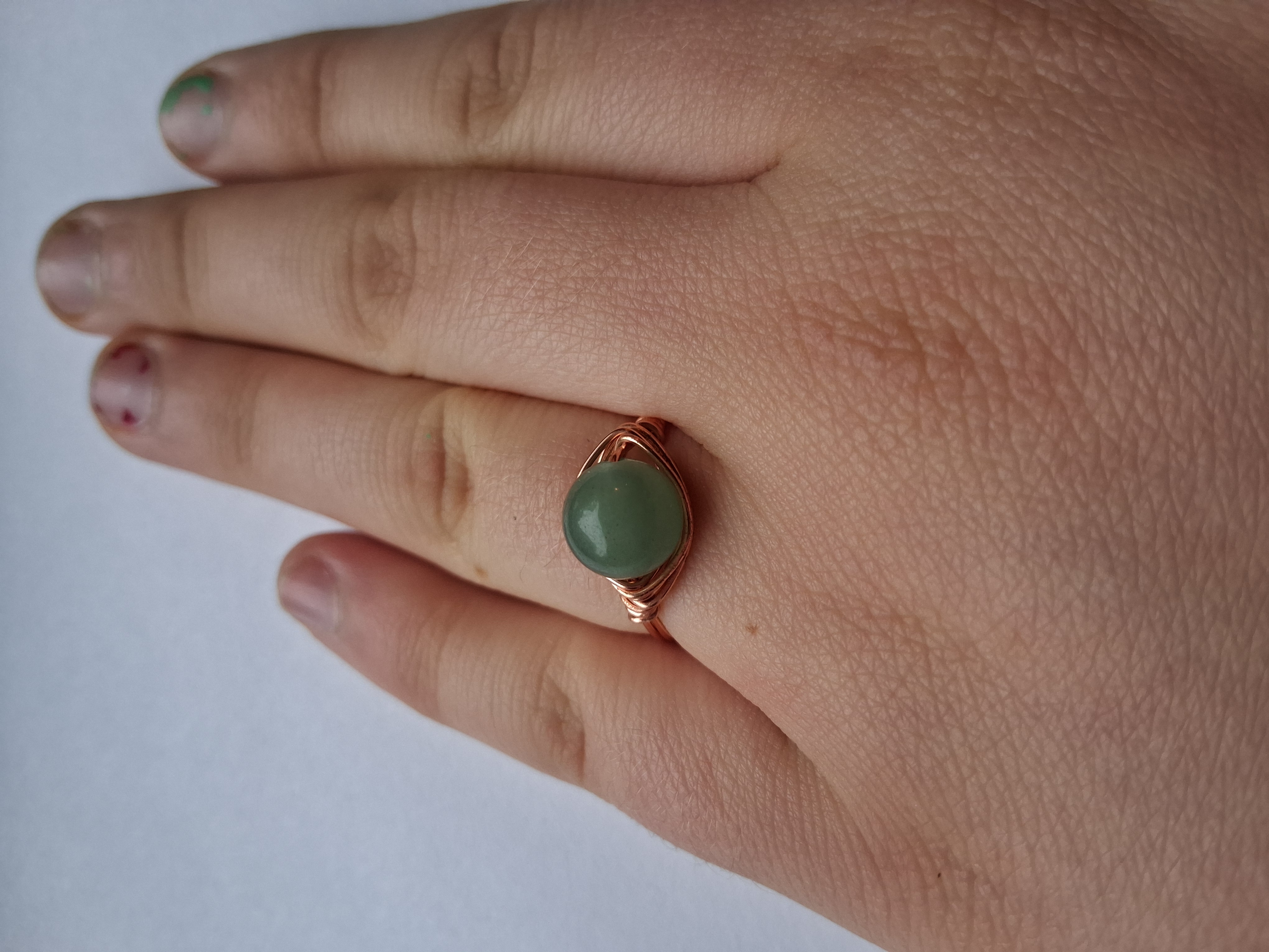 Green Aventurine Wire Wrapped Ring Sz 7.5