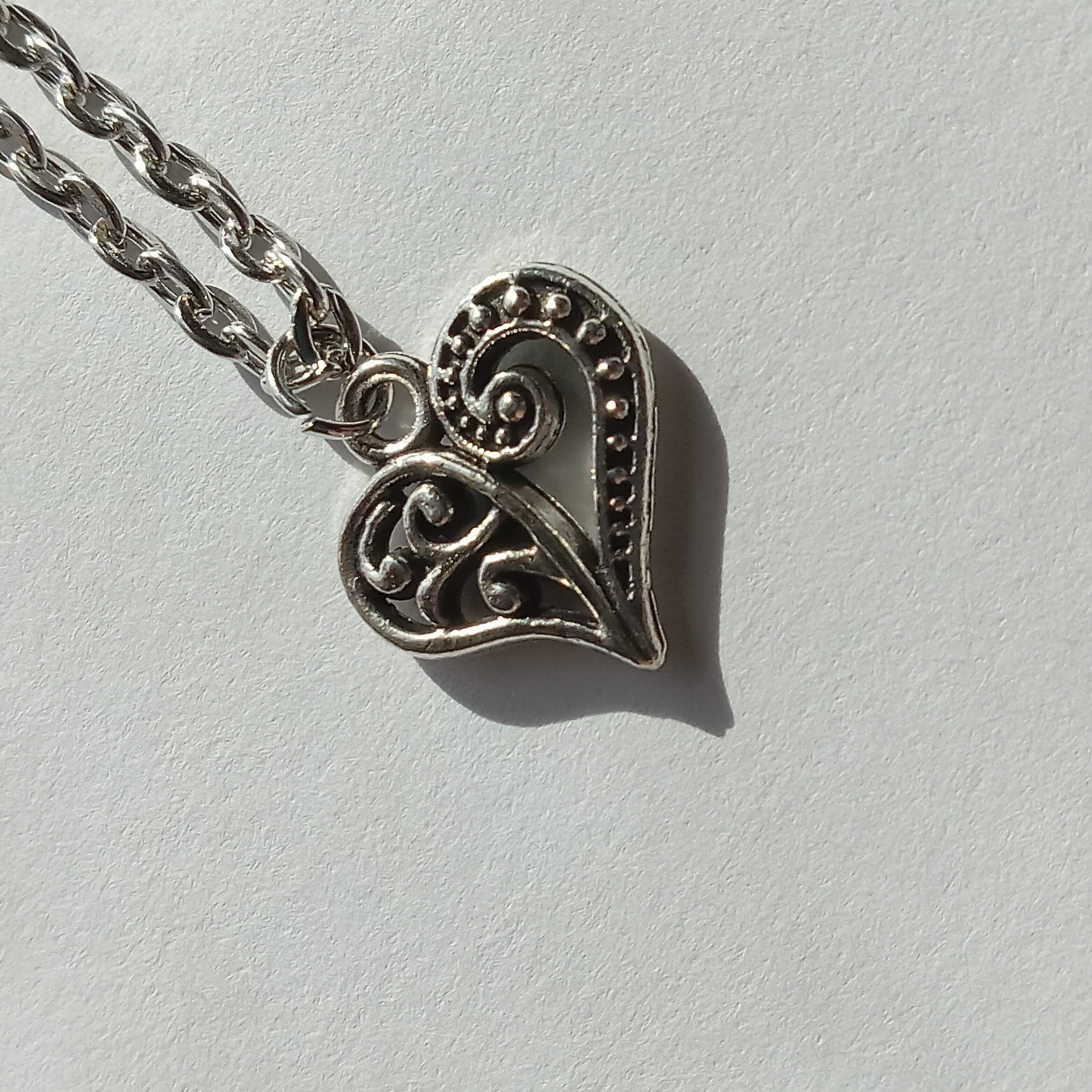Silver Filigree Heart Necklace