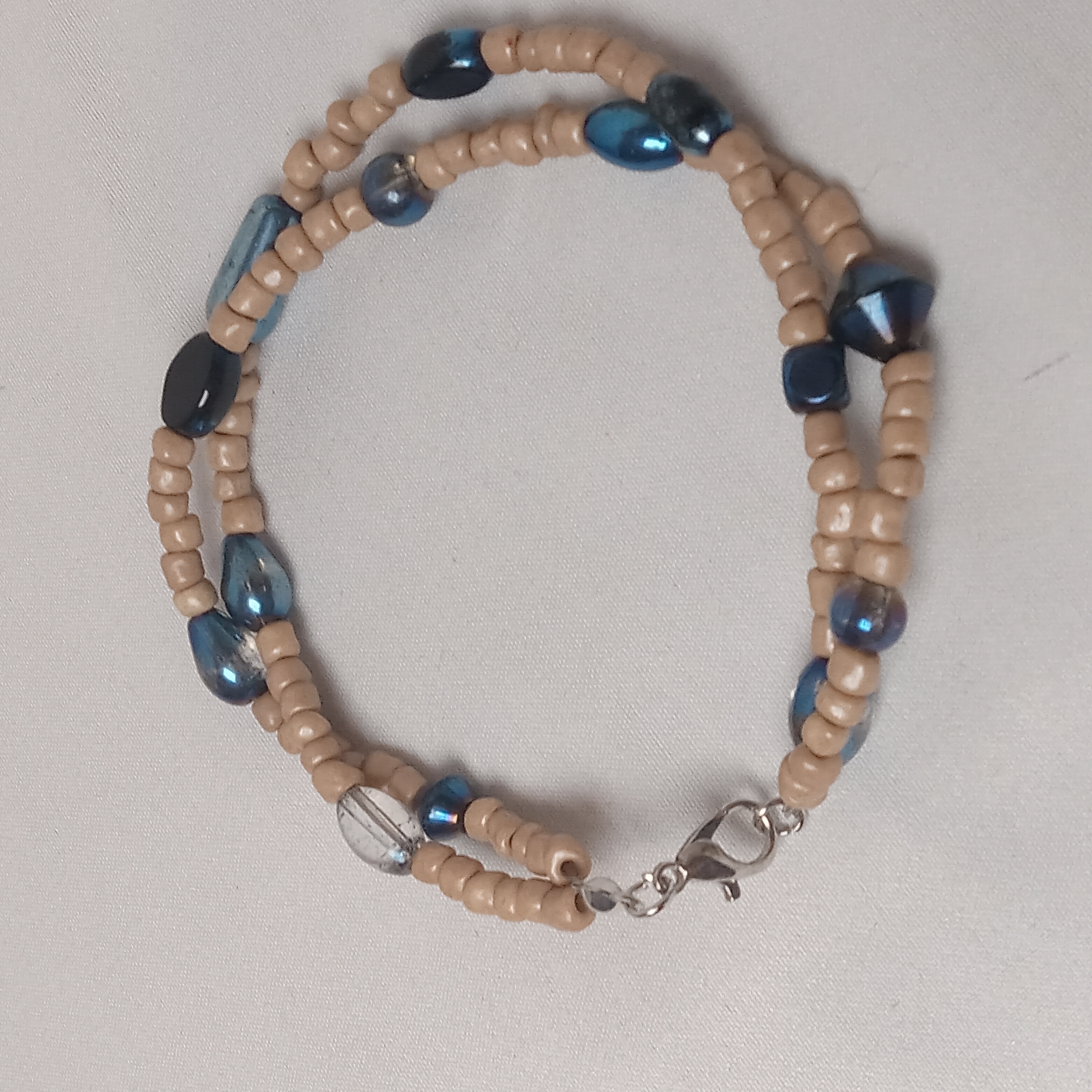 Beaded Blue & Beige Bracelet